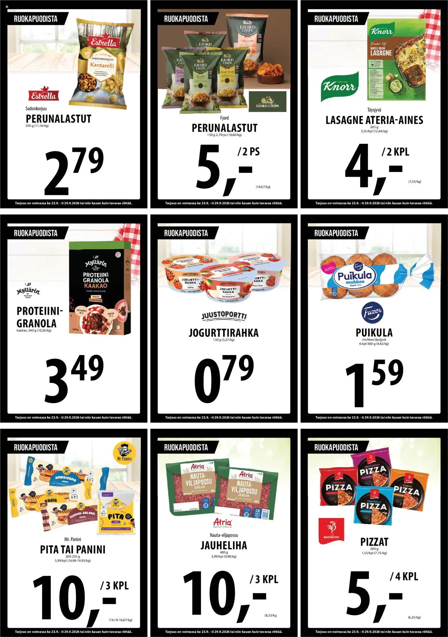 Tuuri tarjoukset – voimassa 23/09/2026 alkaen | Sivu: 9 | Tuotteet: Jauheliha, Kana, Kinkku, Pizza