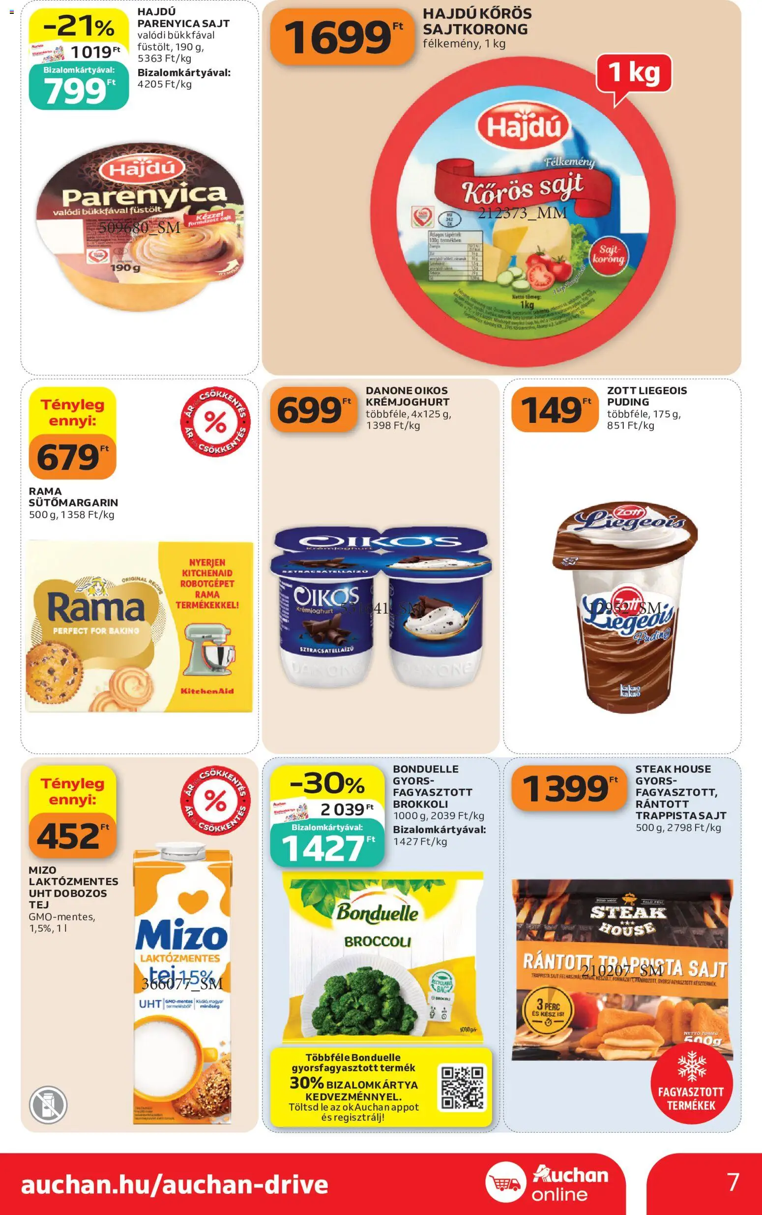 Auchan akciós ujság - amely érvényes a következő dátumtól: 2026.10.15. | Oldal: 7 | Termékek: Lé, Rama, Mizo, Sajt
