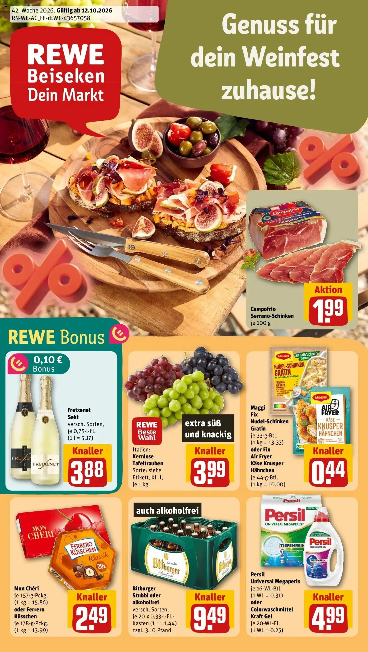 REWE Prospekt ab 12.10.2026 zum Blättern » Angebote | Seite: 1 | Produkte: Maggi, Käse, Sekt, Persil