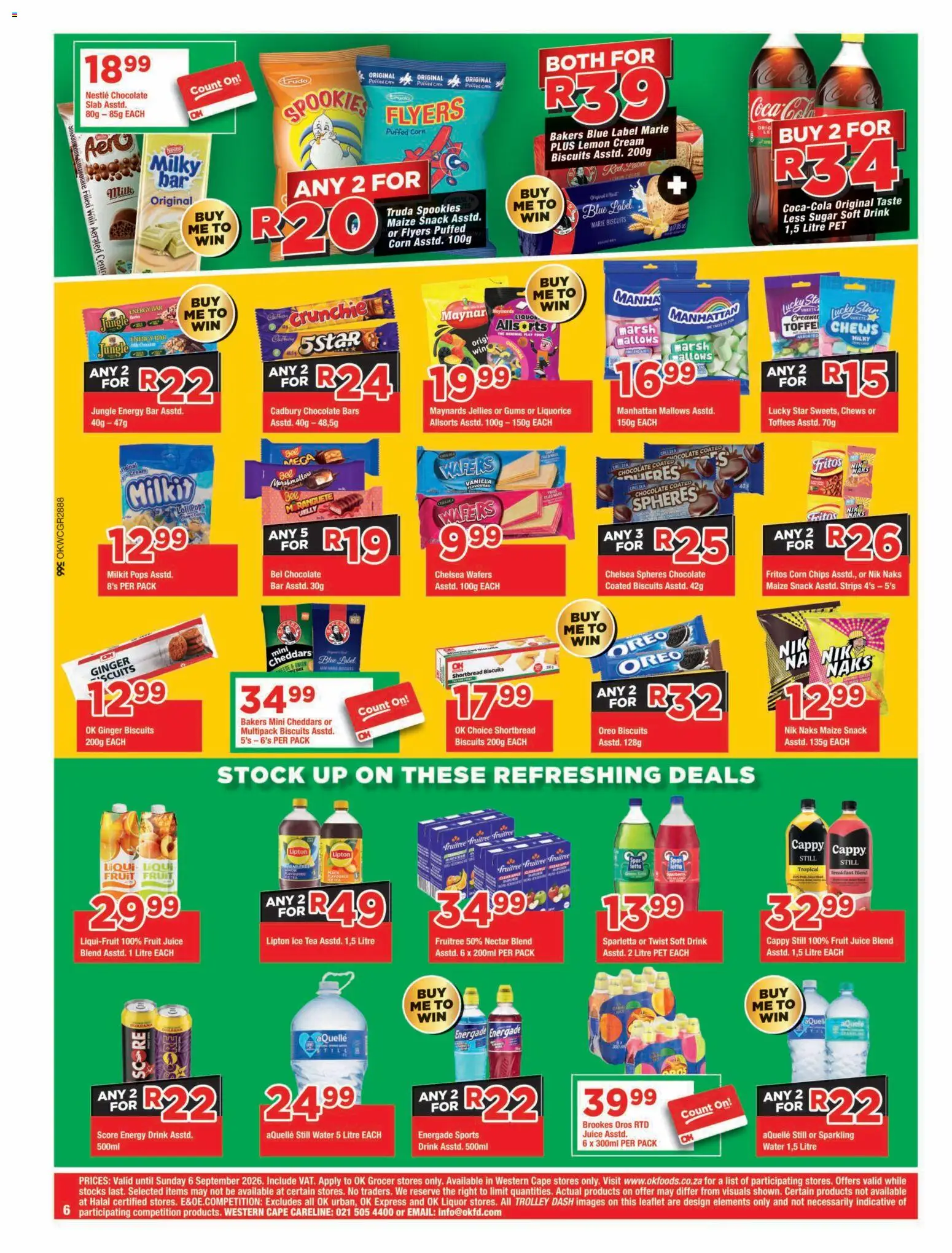 New OK Foods catalogue – valid from 25/08/2026 | Page: 6 | Products: Biscuits, Chips, Energy drink, Cream