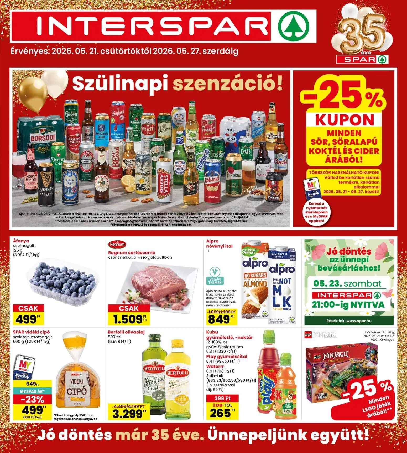 Interspar akciós ujság - amely érvényes a következő dátumtól: 21.05.2026 | Oldal: 1 | Termékek: PC, Meggy, Gösser, Cider