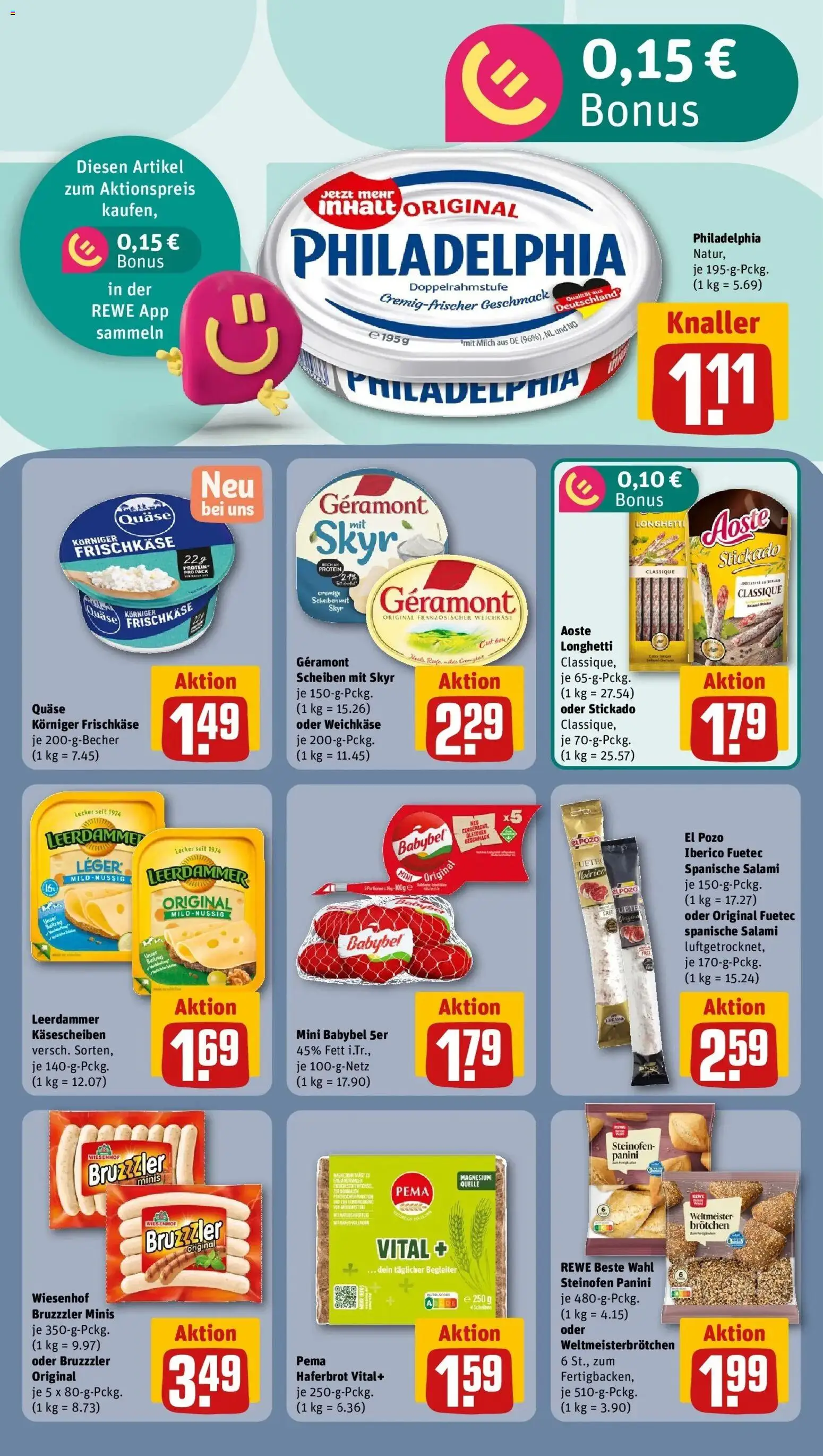 REWE Prospekt ab 21.09.2026 zum Blättern » Angebote | Seite: 18 | Produkte: Philadelphia, Skyr, Babybel, Salami