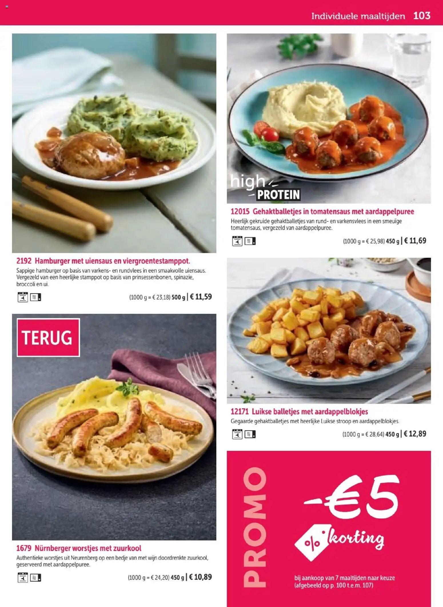 {H1} | Pagina: 103 | Producten: Zuurkool, Worstjes, Rundvlees, Broccoli