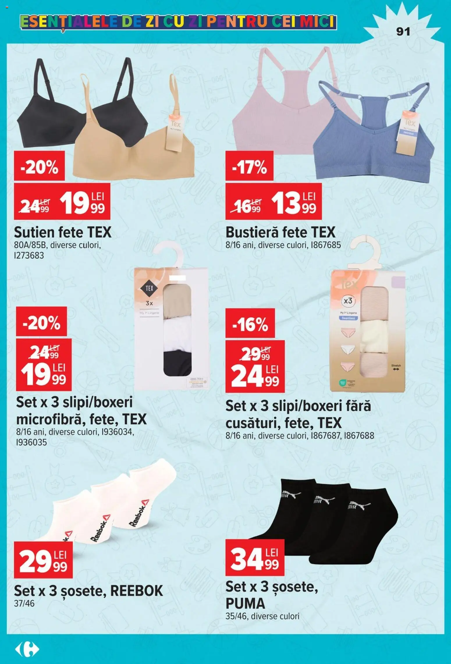 Noul catalog Carrefour – valabil de la 12.08.2026 | Pagină: 91 | Produse: Bustieră, Mici, Sutien, Tex