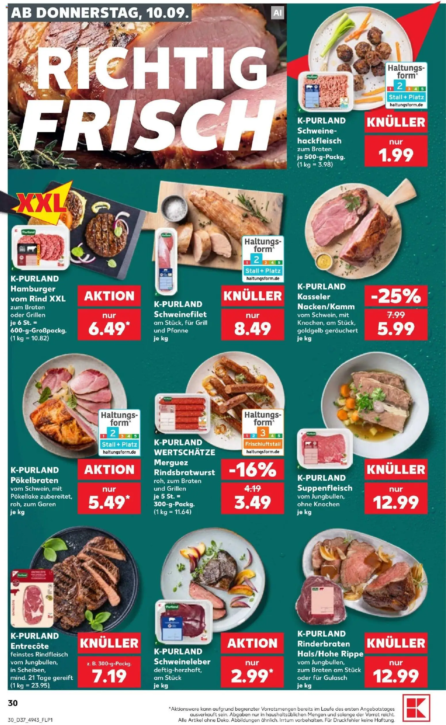Kaufland Prospekt Köln – gültig ab 10.09.2026 | Seite: 30 | Produkte: Entrecote, Gulasch, Suppenfleisch, Hackfleisch
