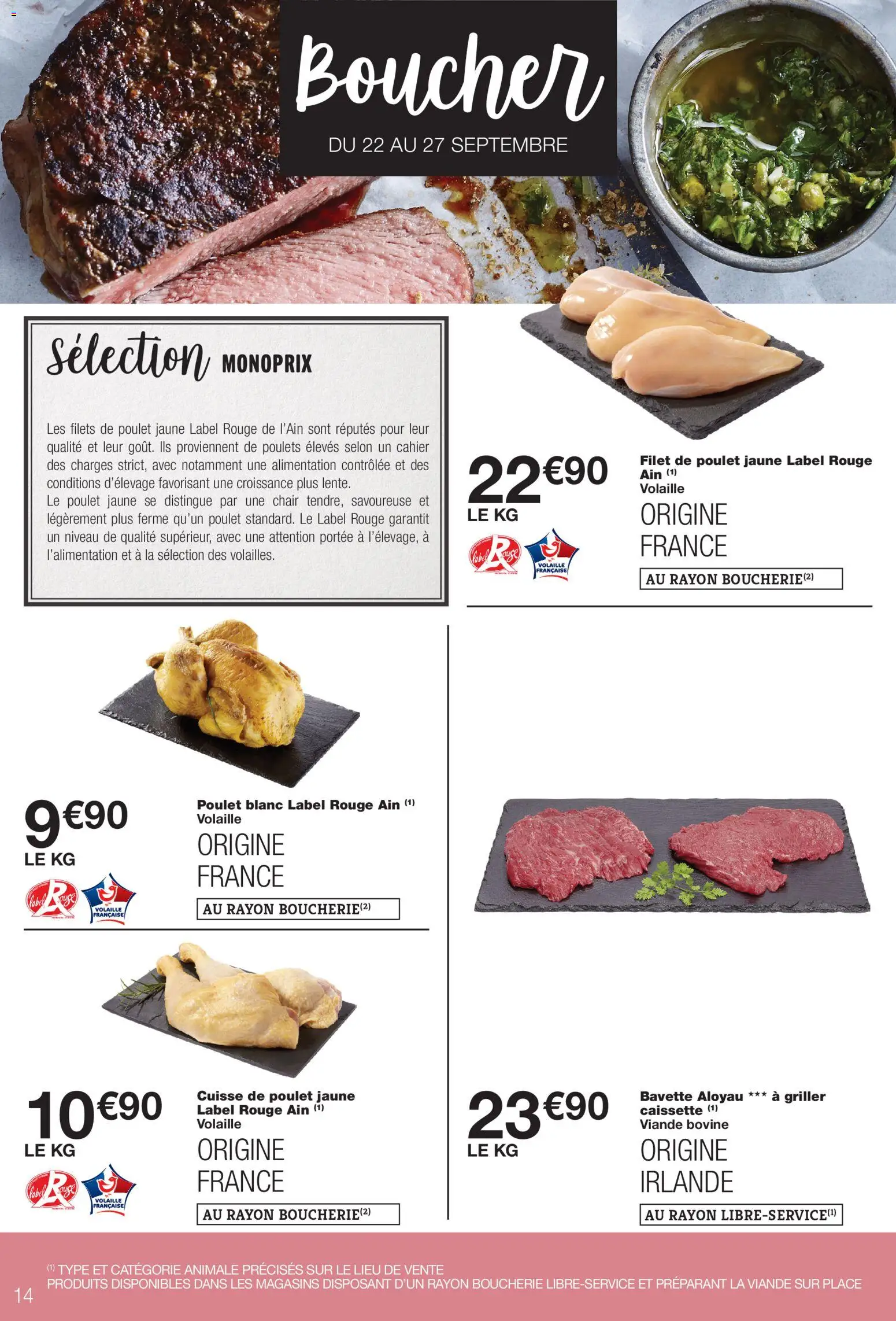 {H1} | Page: 14 | Produits: Poulets, Cuisse, Viande, Bavette