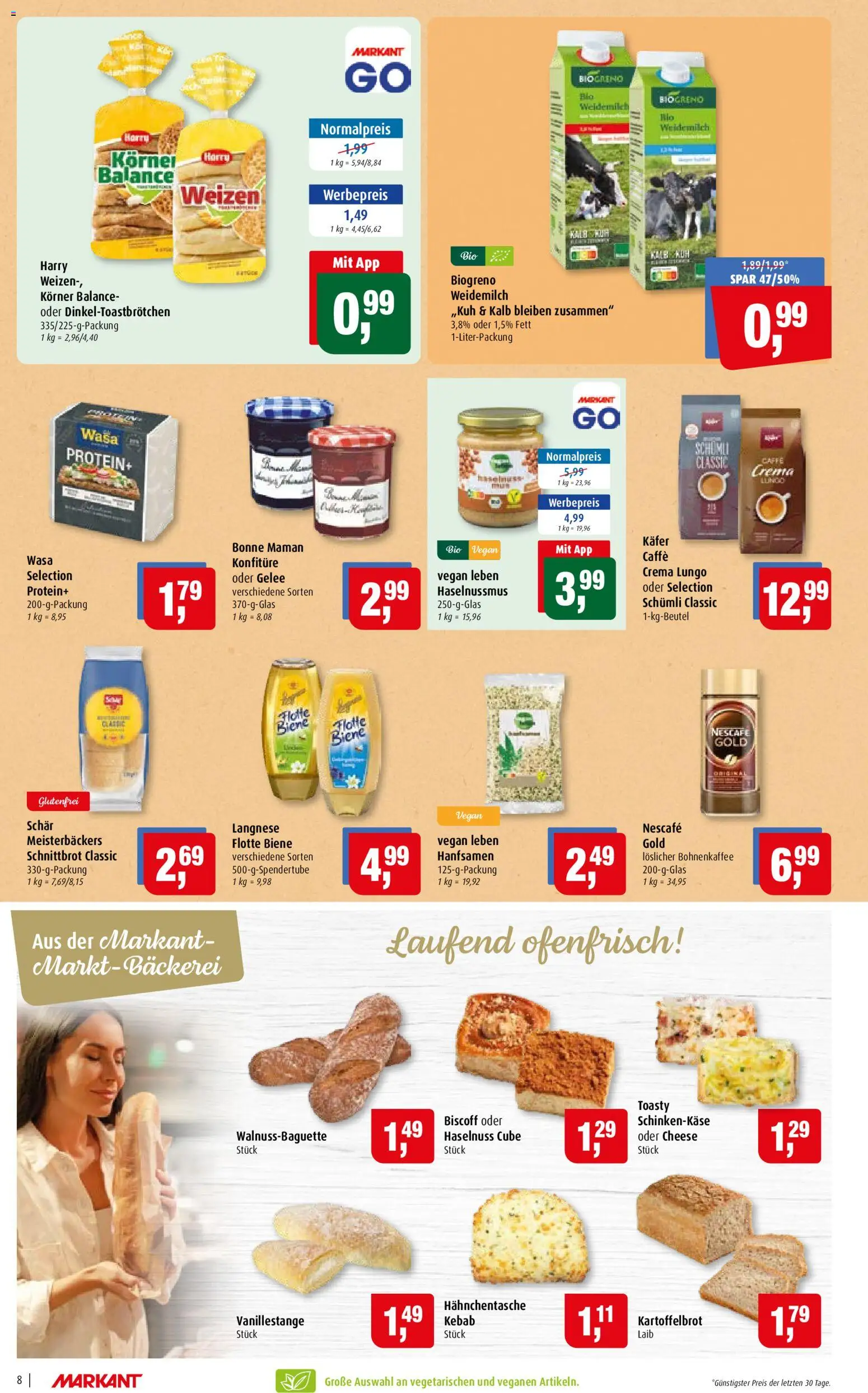 Markant Prospekt – gültig ab 26.10.2026 | Seite: 8 | Produkte: Nescafe, Bäckerei, Nescafe gold, Bonne maman