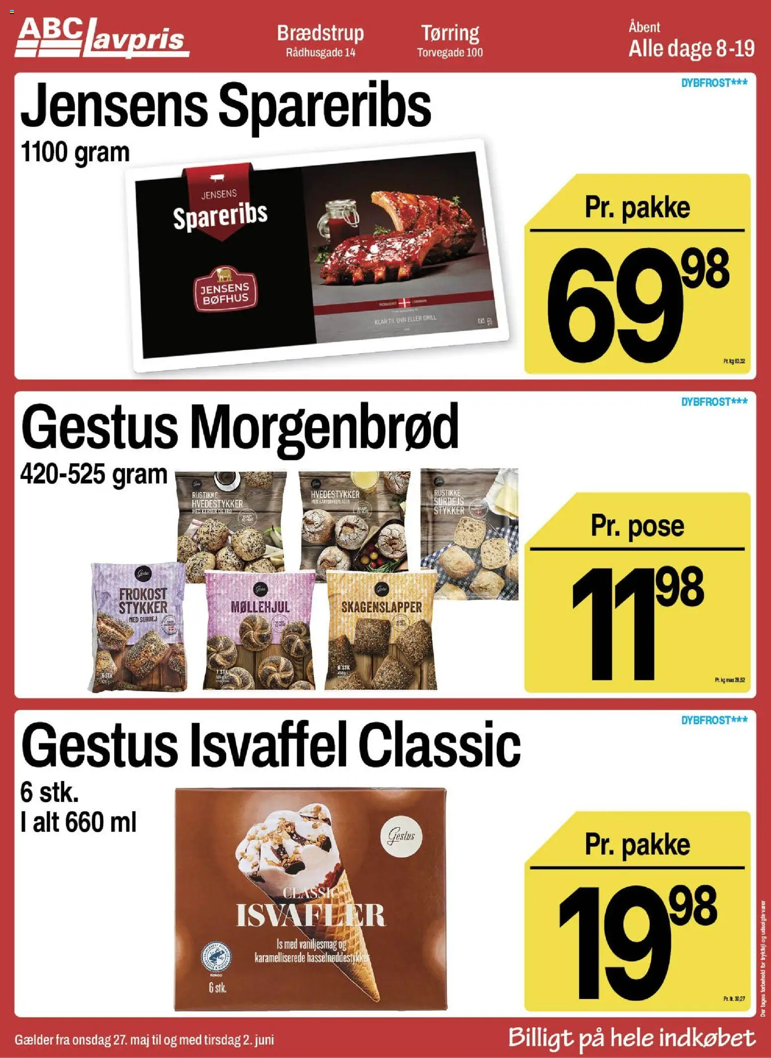 Abc Lavpris tilbudsavis – gyldig fra 27.05.2026 | Side: 7 | Produkter: Morgenbrød, Is, Isvafler, Grill