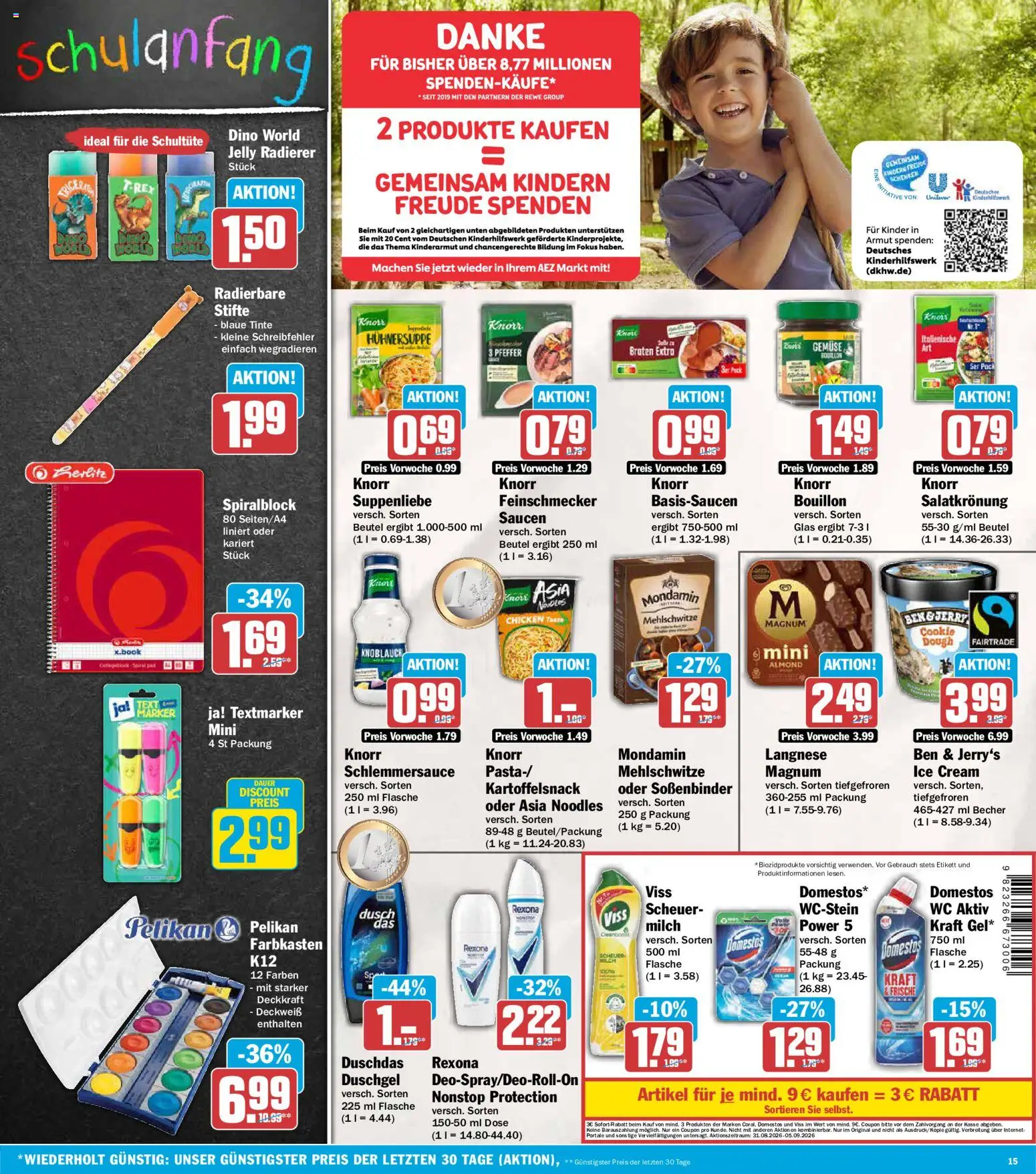 AEZ Prospekt – gültig ab 31.08.2026 | Seite: 15 | Produkte: Knorr, Duschgel, Duschdas, Pfeffer