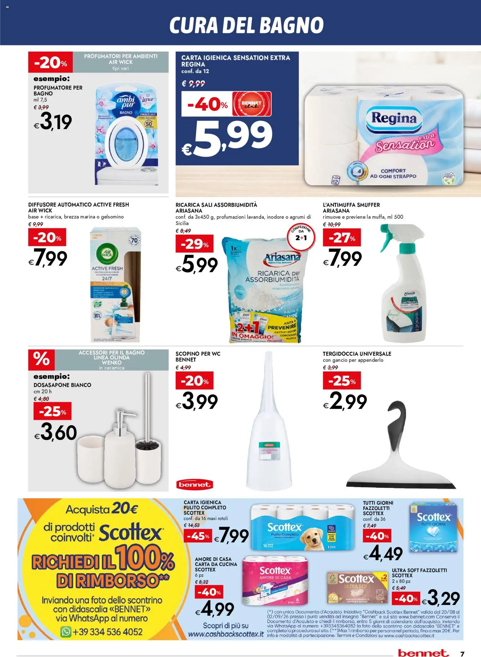 Volantino bennet del 20/08/2026 | Pagina: 7 | Prodotti: Scopino, Carta igienica, WC, Bagno