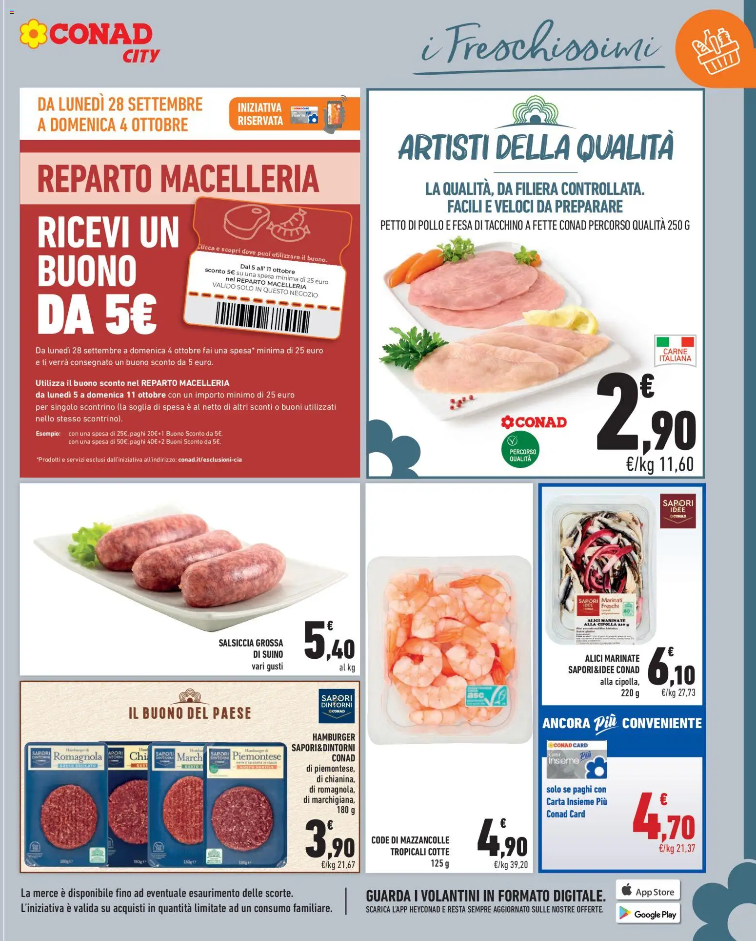 Volantino Conad del 25/09/2026 | Pagina: 9 | Prodotti: Petto di Pollo, Suino, Salsiccia, Cipolla