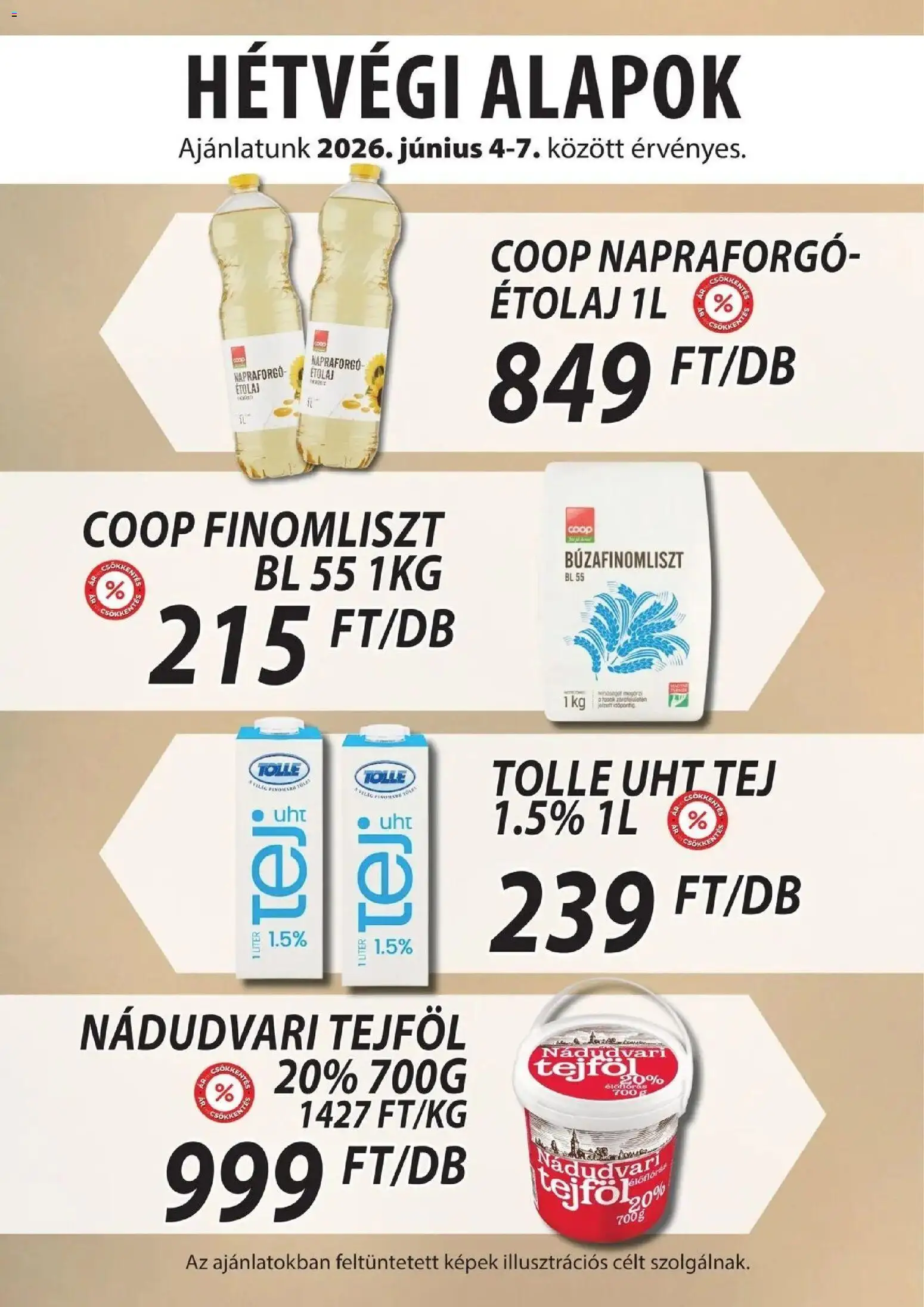 COOP Szolnok akciós ujság - amely érvényes a következő dátumtól: 04.06.2026 | Oldal: 3 | Termékek: Étolaj, Tej, Tejföl