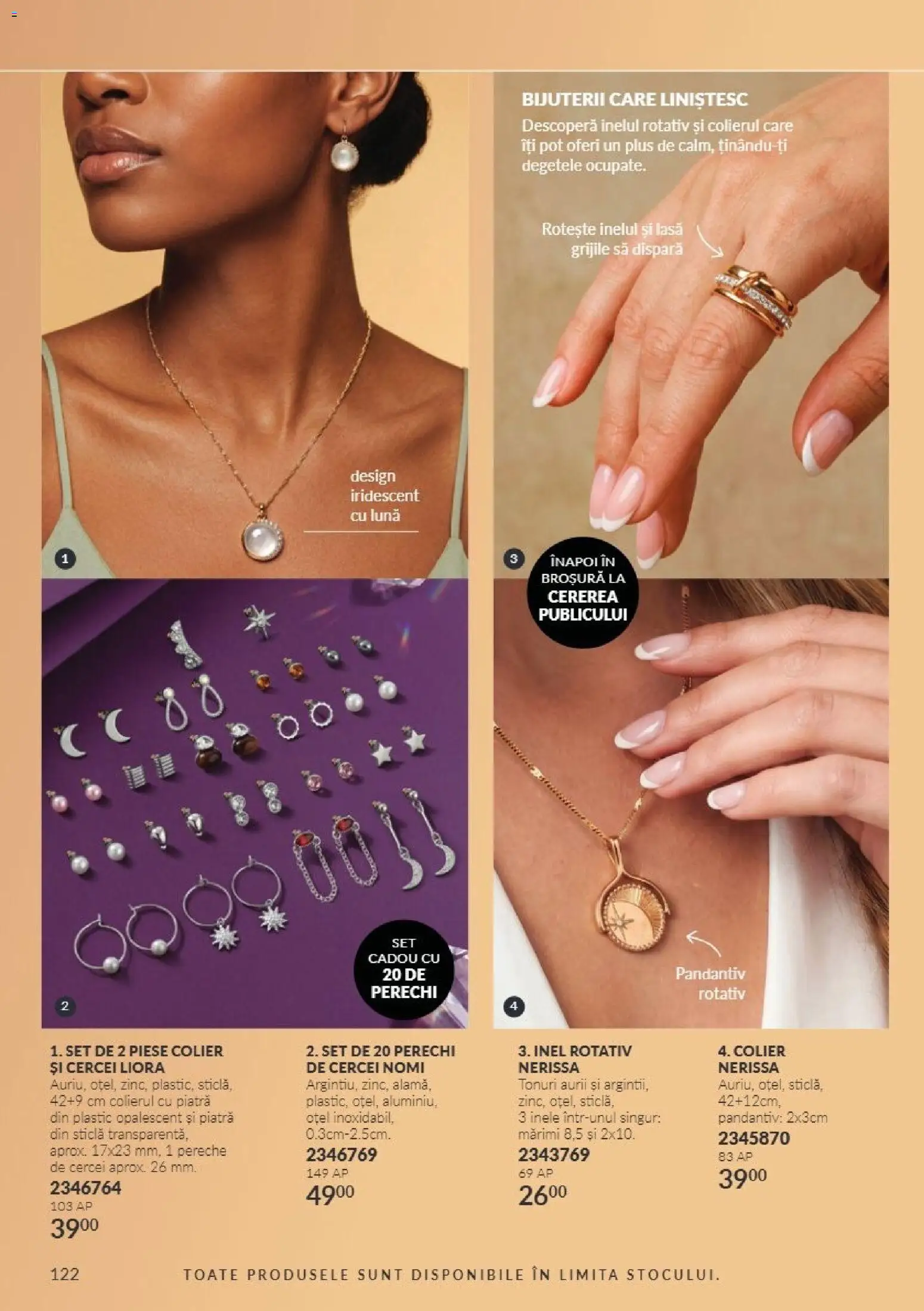 Noul catalog Avon – valabil de la 01.11.2026 | Pagină: 122 | Produse: Cercei, Colier, Inel, Plus