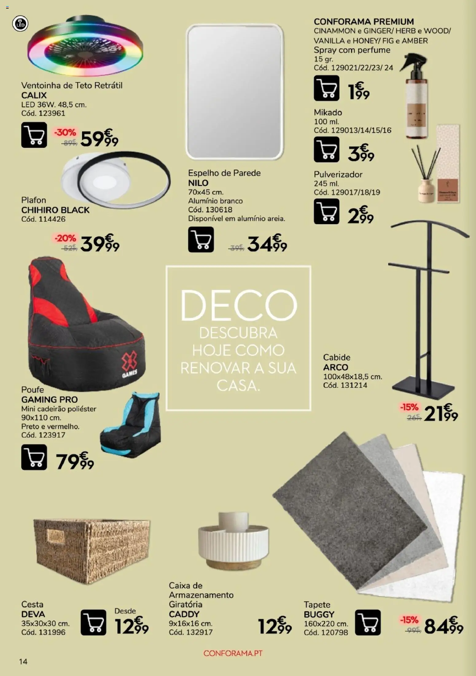 Conforama - Quinzena top │ válido de 10/09/2026 | Página: 14 | Produtos: Cesta, Espelho, Tapete, Cabide