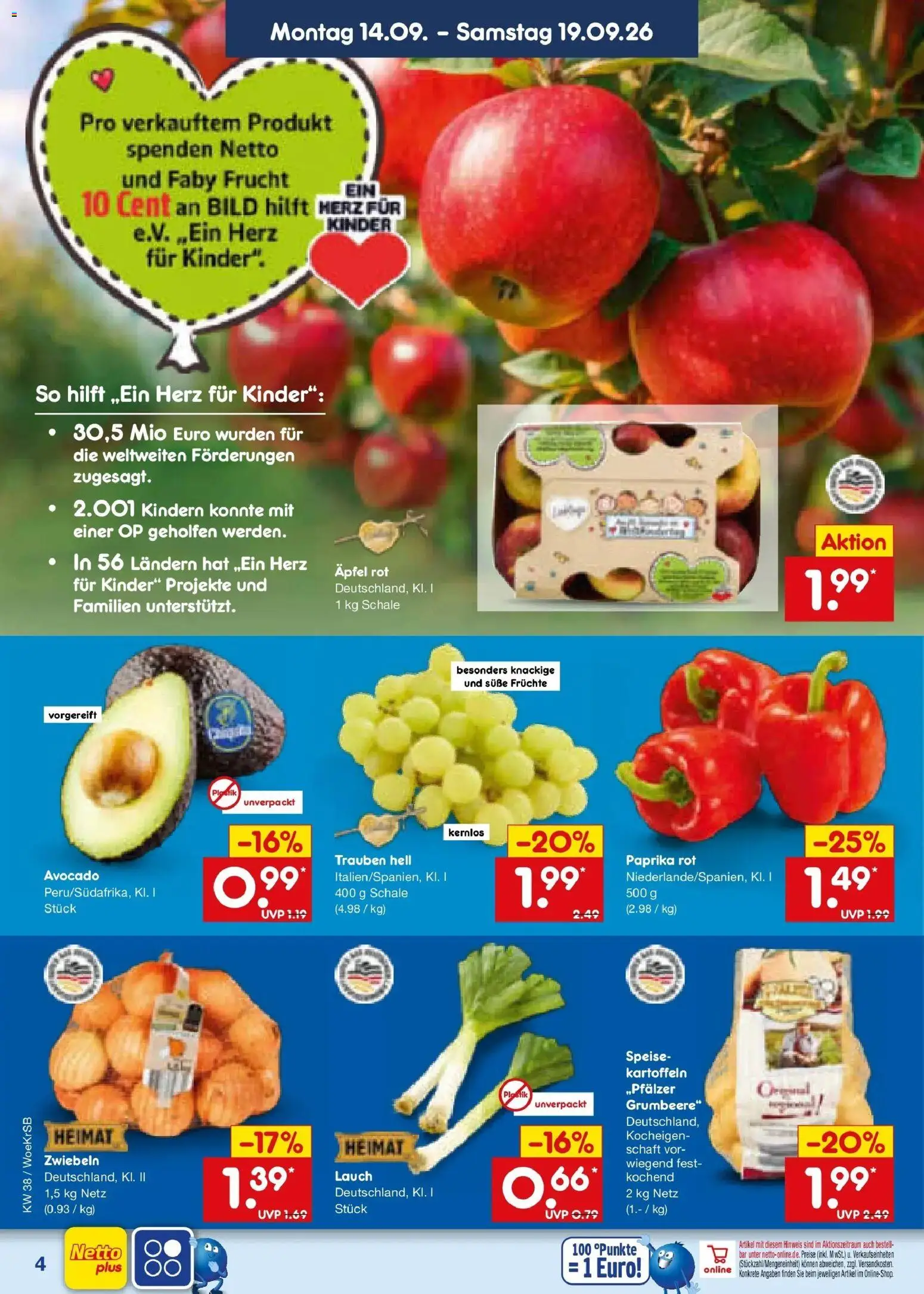 Netto Marken-Discount Prospekt Baesweiler – gültig ab 14.09.2026 | Seite: 6 | Produkte: Paprika rot, Äpfel, Kartoffeln, Paprika
