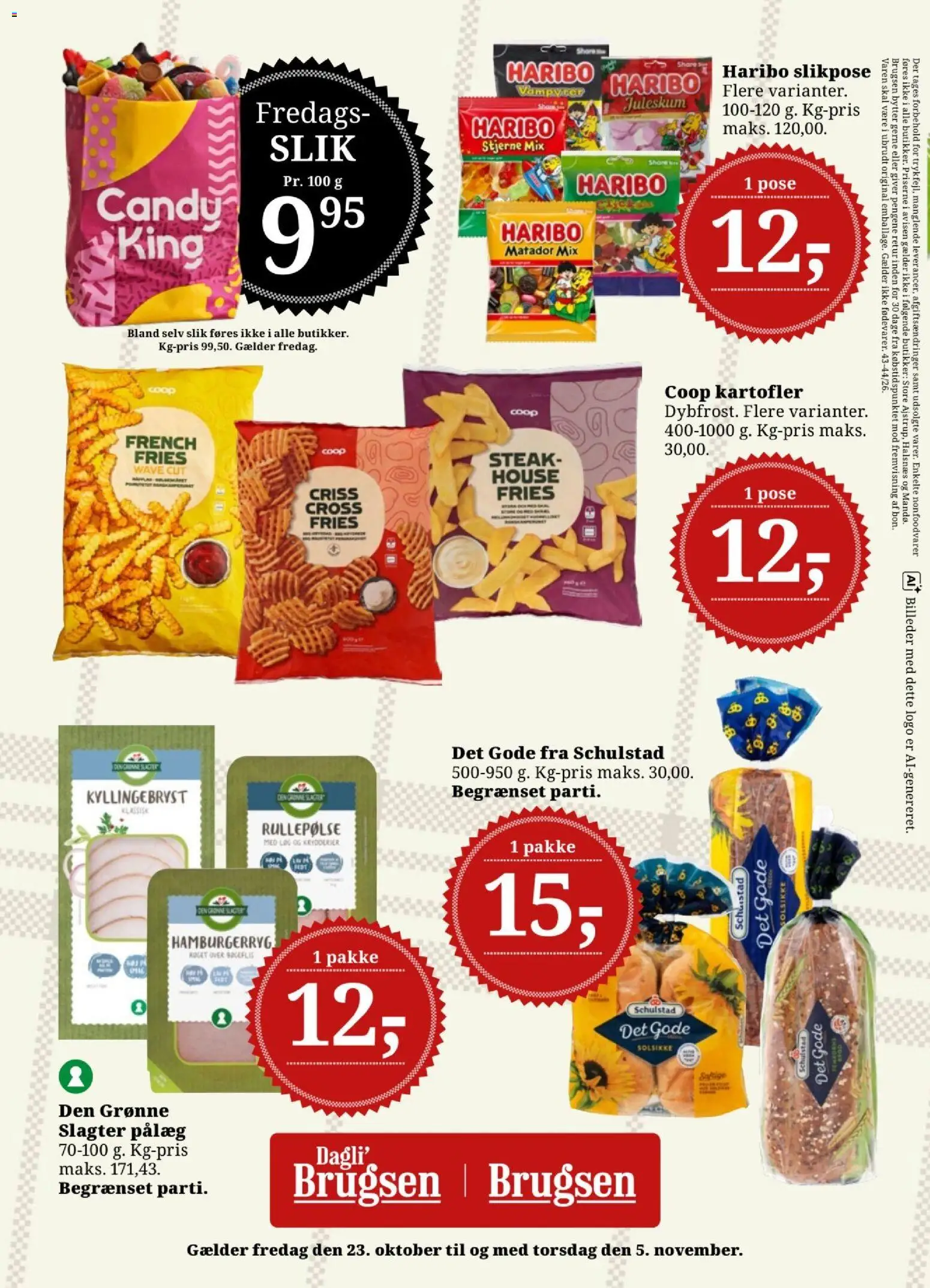 Dagli'Brugsen tilbudsavis – gyldig fra 23/10/2026 | Side: 24 | Produkter: Slik, Løg, Pålæg, Rullepølse
