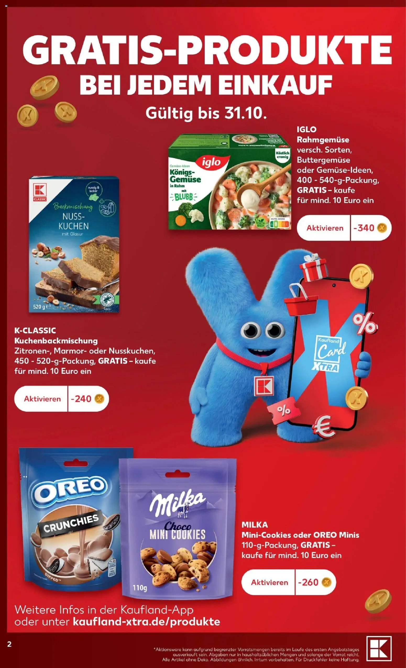 Kaufland Prospekt Rostock – gültig ab 12.10.2026 | Seite: 4 | Produkte: Iglo, Milka, Gemüse, Kuchen