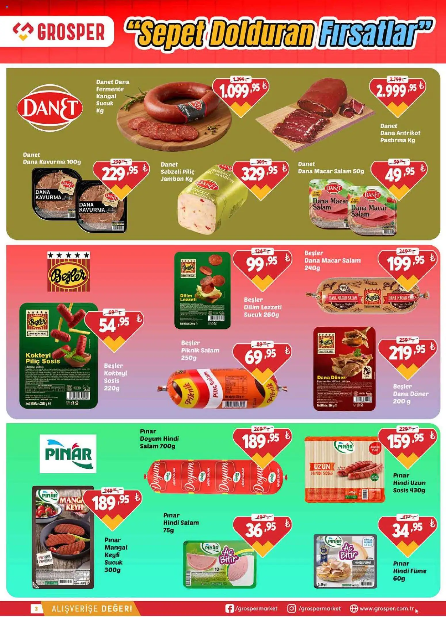 Grosper Katalog - 17.06.2026 tarihinden itibaren geçerlidir | Sayfa: 3 | Ürünler: Sepet, Salam, Jambon, Sosis