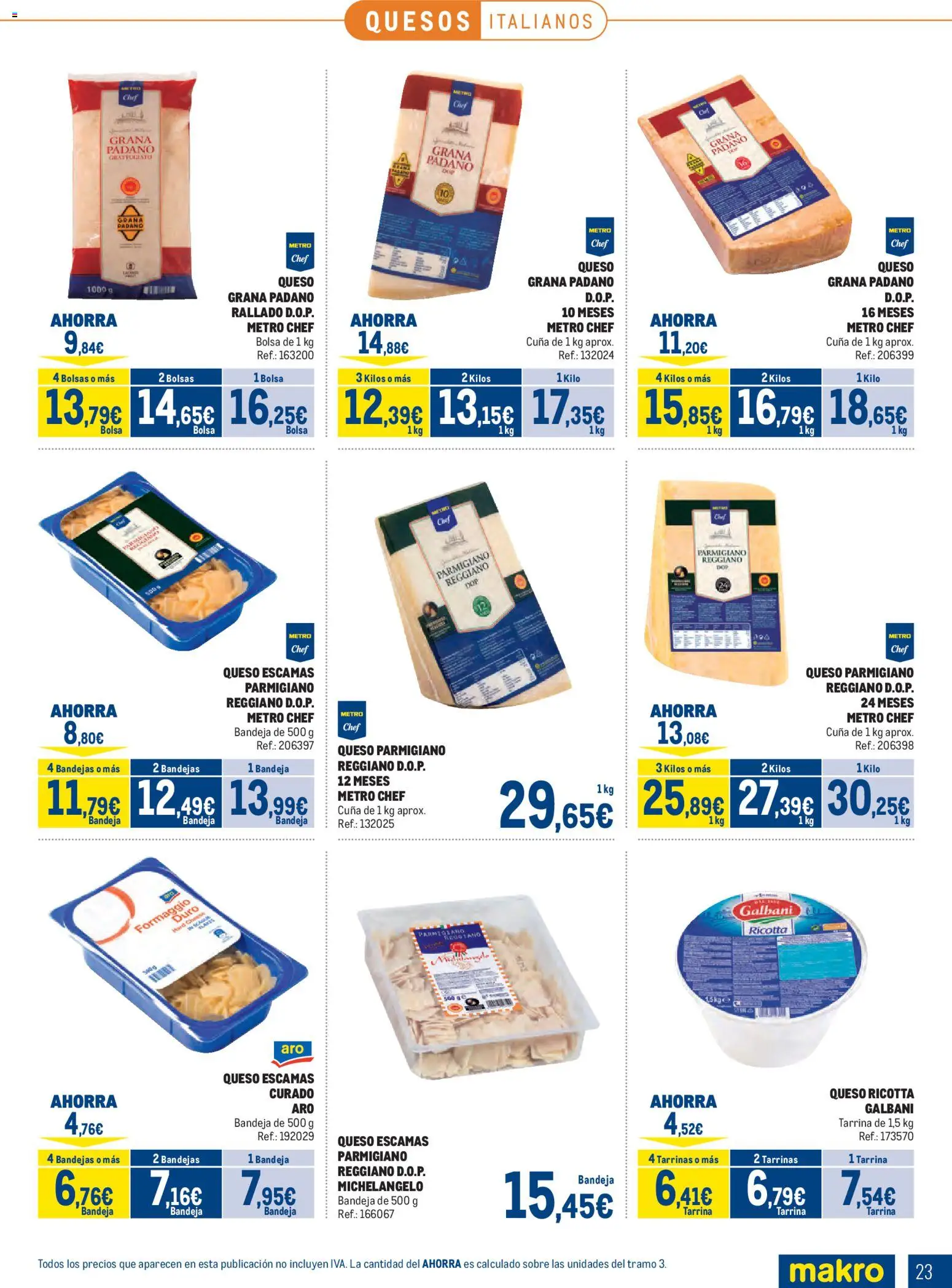 Makro Lácteos │ válido desde el 05/10/2026 | Página: 23 | Productos: Parmigiano Reggiano, Bolsa, Bandeja, Cuna