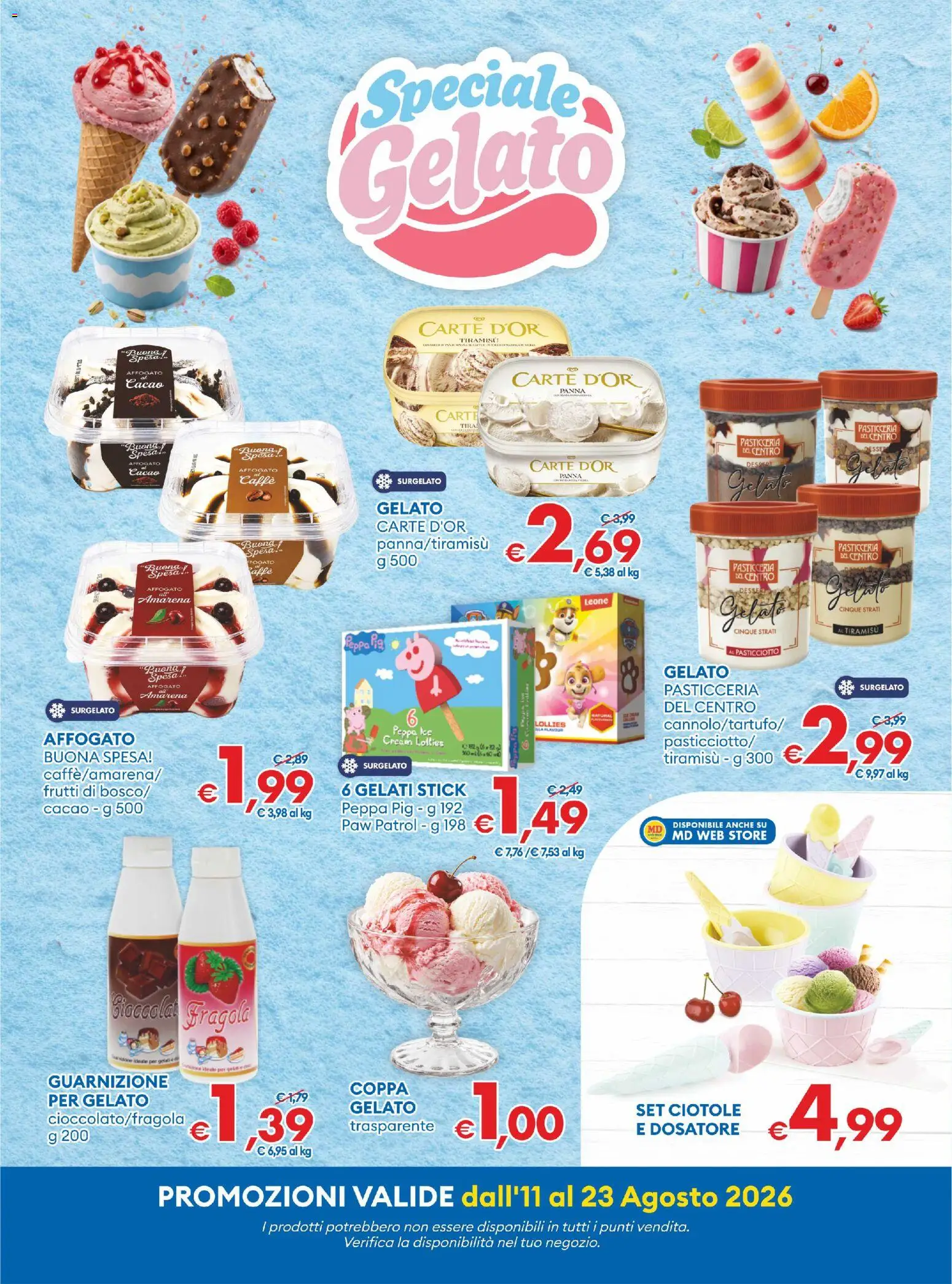 Volantino MD Discount del 11/08/2026 | Pagina: 20 | Prodotti: Caffè, Gelato, Tiramisù, Amarena
