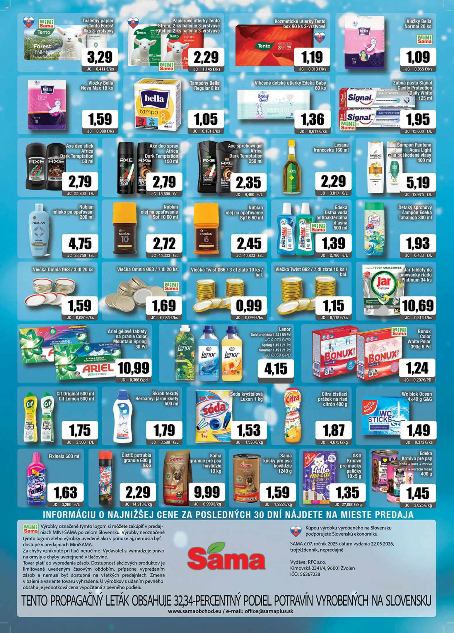 Nové Sama akcie – leták je platný od 22.05.2026 | Strana: 12 | Produkty: Mlieko, Wc, Sprchový gél, Lenor