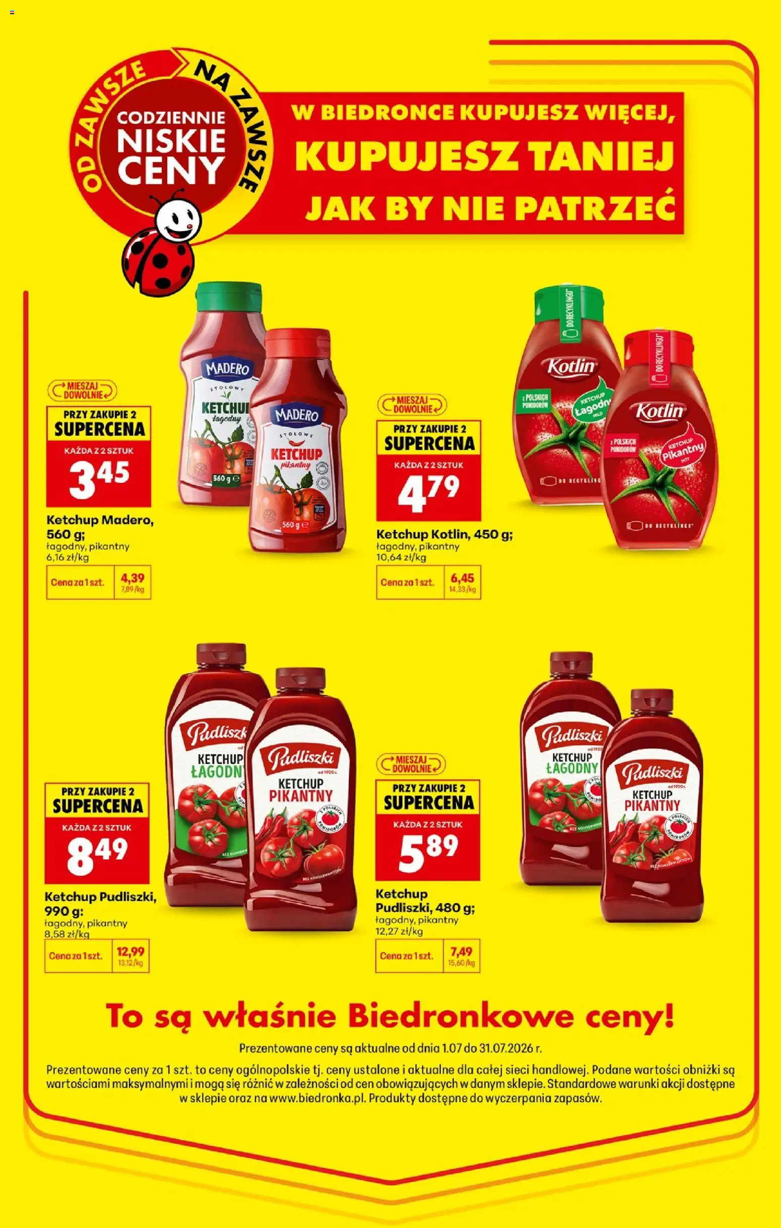 Biedronka gazetka - Niższe ceny regularne od 02.07.2026 | Strona: 4 | Produkty: Ketchup, Ketchup pudliszki