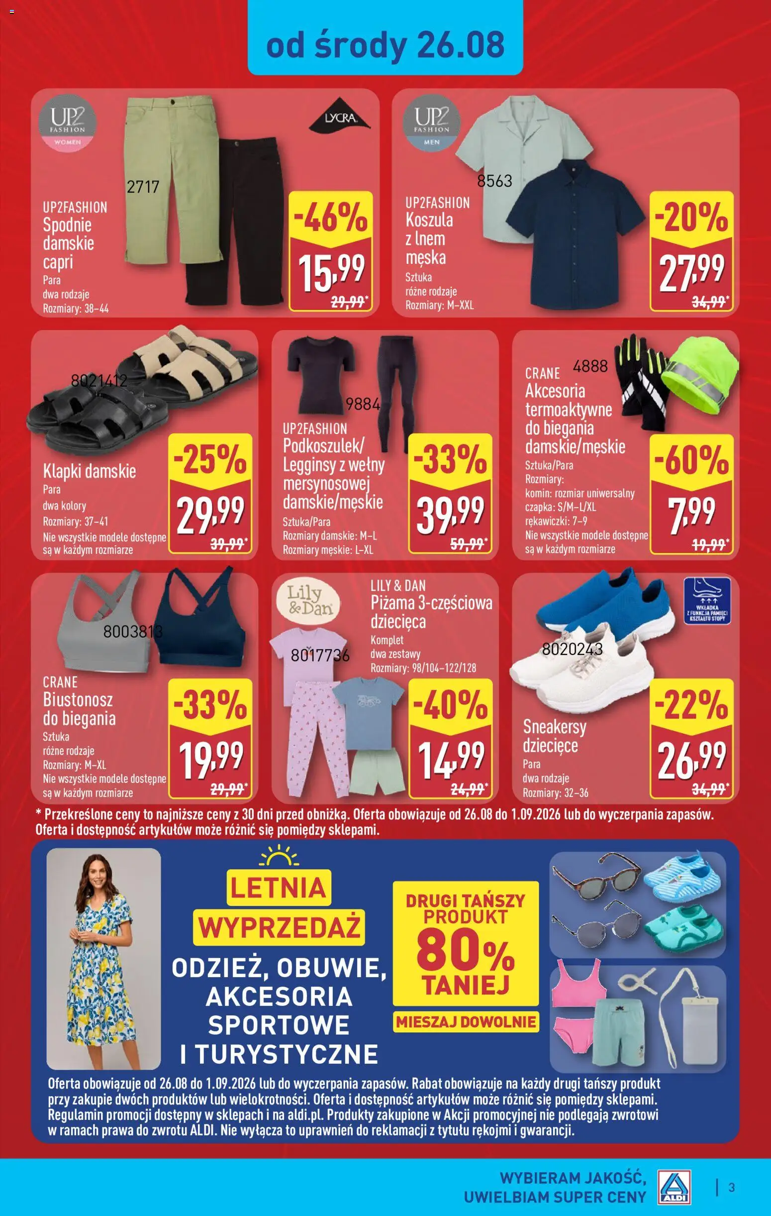 Aldi gazetka - Hity od Środy i od Soboty od 26.08.2026 | Strona: 3 | Produkty: Spodnie, Piżama, Klapki, Klapki damskie