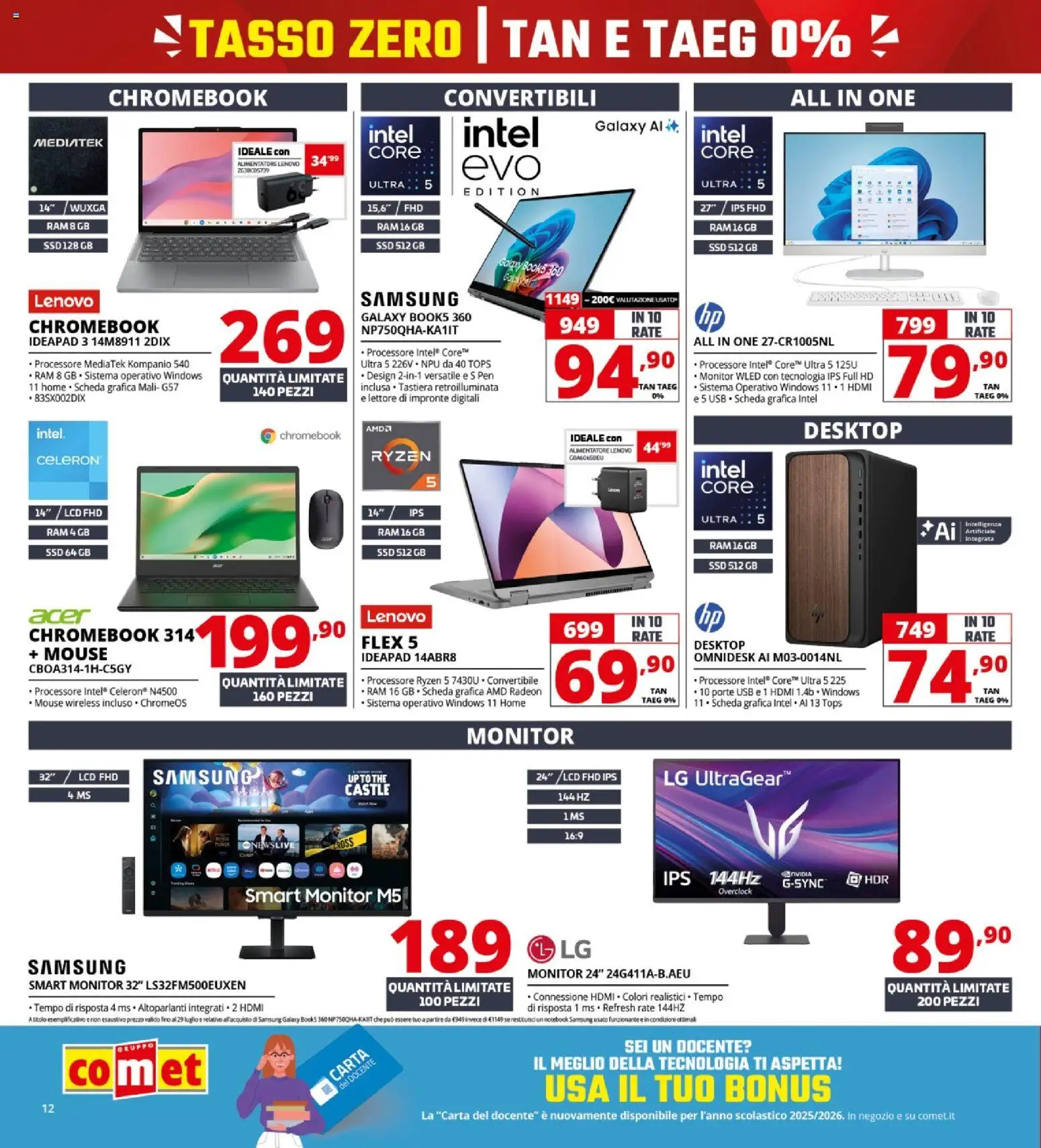 Volantino Comet del 16/07/2026 | Pagina: 12 | Prodotti: Notebook, The, Mouse, Samsung