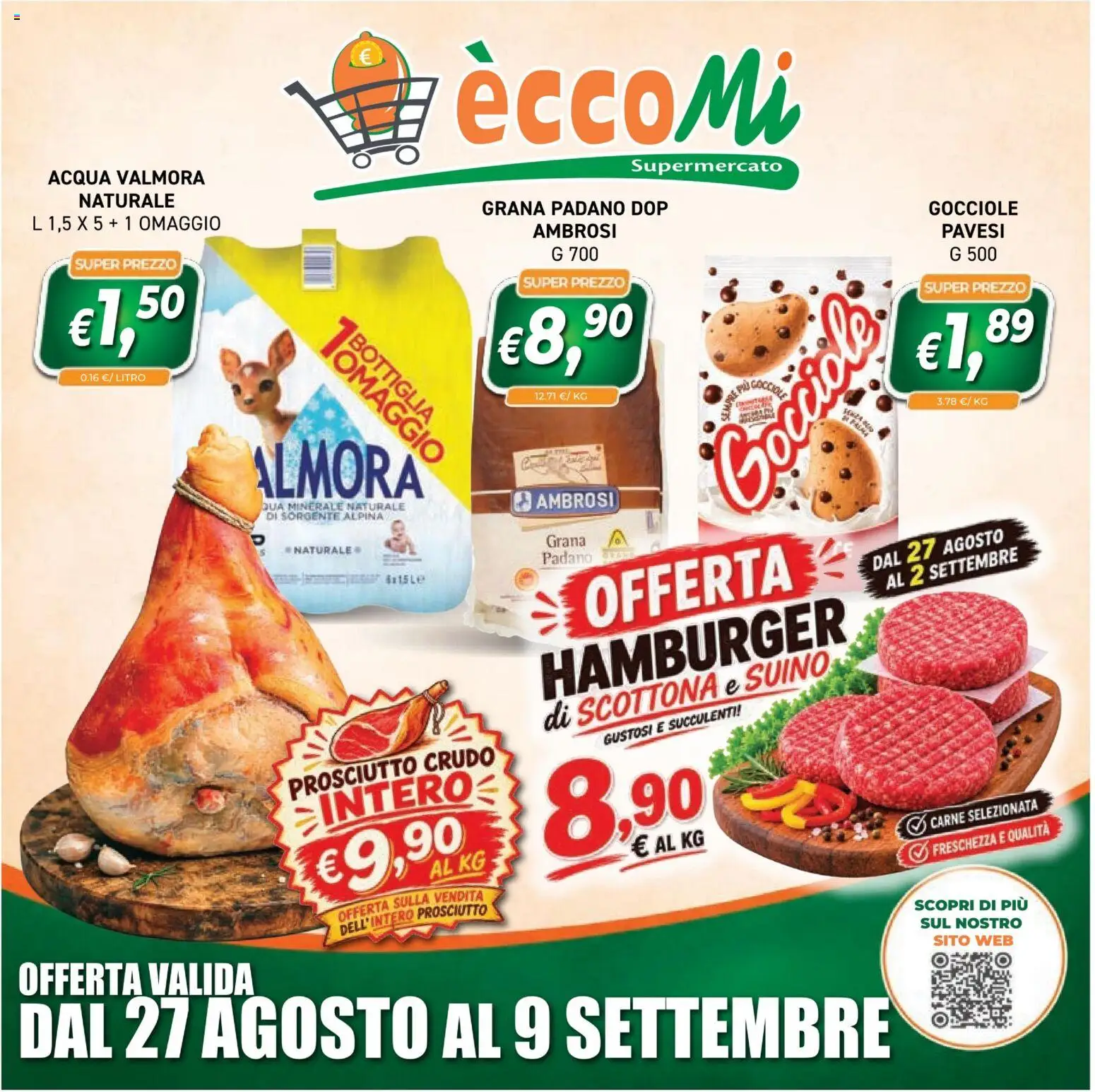 Volantino Coal del 28/08/2026 | Pagina: 1 | Prodotti: Acqua, Suino, Prosciutto, Hamburger