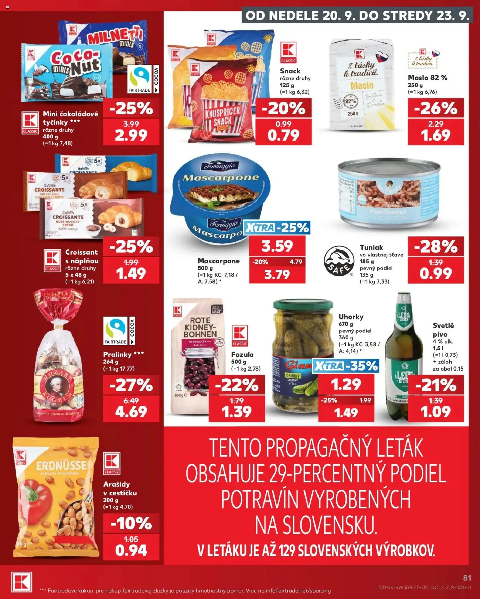Nové Kaufland akcie – leták je platný od 17.09.2026 | Strana: 81 | Produkty: Tuniak vo vlastnej šťave, Arašidy, Uhorky, Kakao