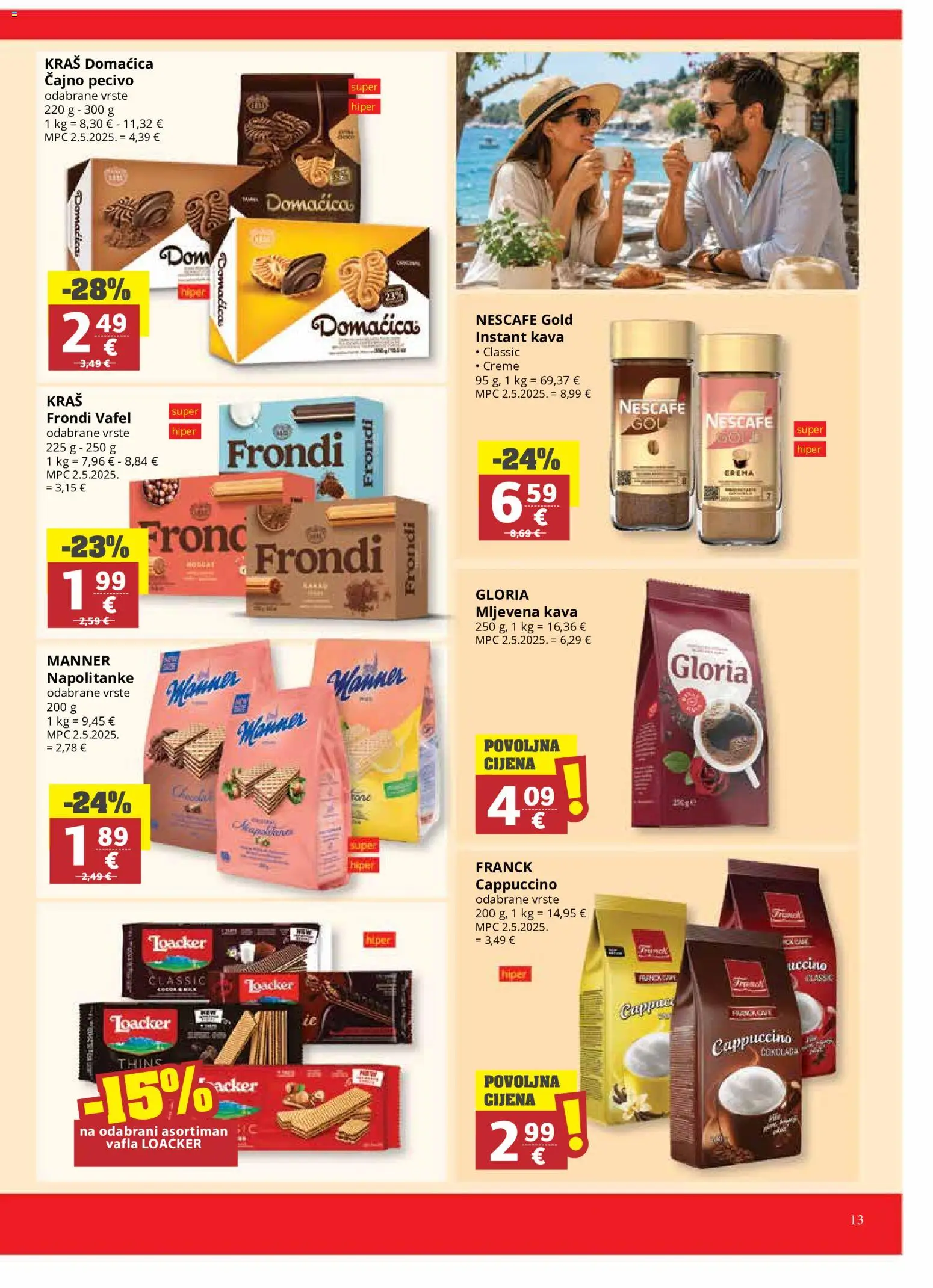 Ribola katalog | vrijedi od 19.08.2026 | Stranica: 13 | Proizvodi: Instant kava, Domacica, Čajno pecivo, Pecivo