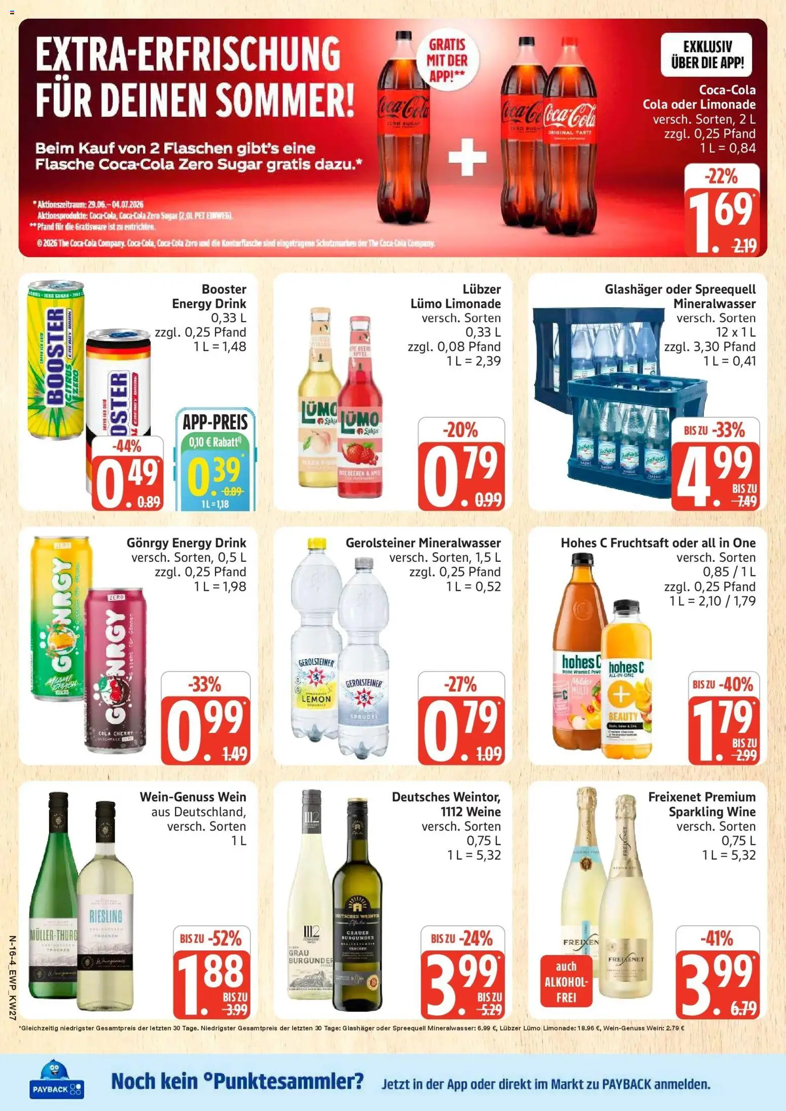 Edeka - EDEKA: Wochenangebote – gültig ab 28.06.2026 | Seite: 16 | Produkte: Freixenet, Hohes c, Lubzer, Gerolsteiner
