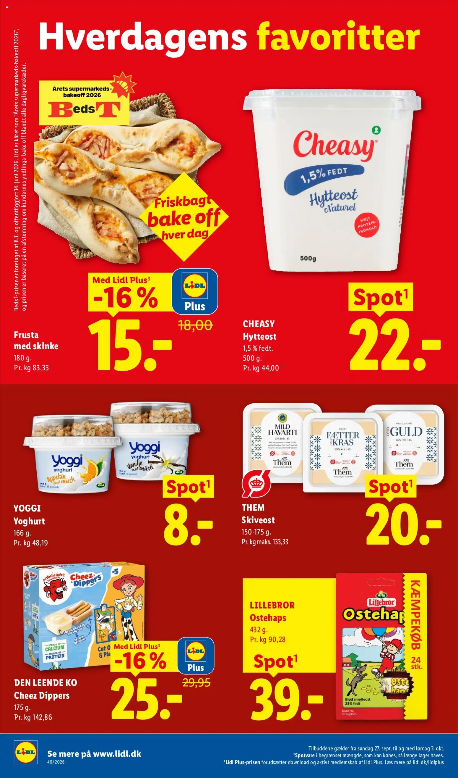 Lidl tilbudsavis – gyldig fra 27/09/2026 | Side: 22 | Produkter: Yoghurt, Skinke, Hytteost, Ostehaps
