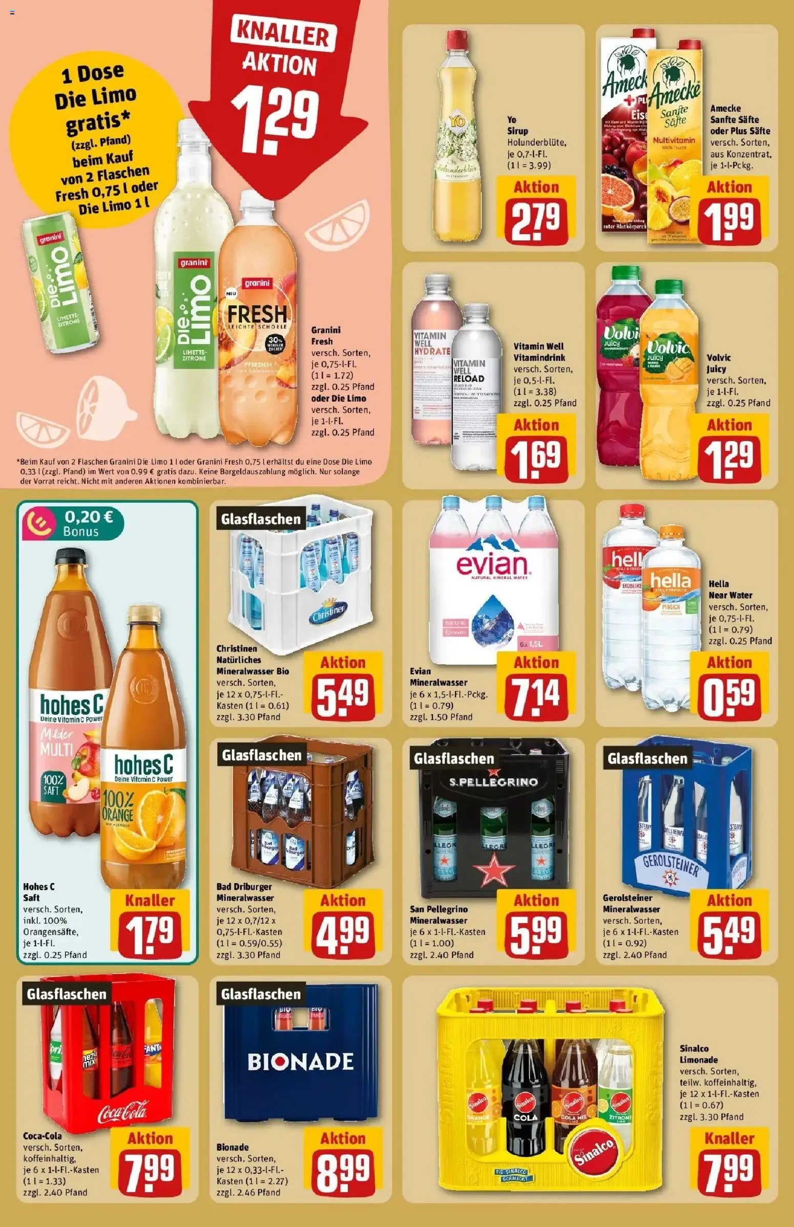 REWE Prospekt ab 21.09.2026 zum Blättern » Angebote | Seite: 24 | Produkte: Mineralwasser, Zucker, Pfirsich, Granini die limo