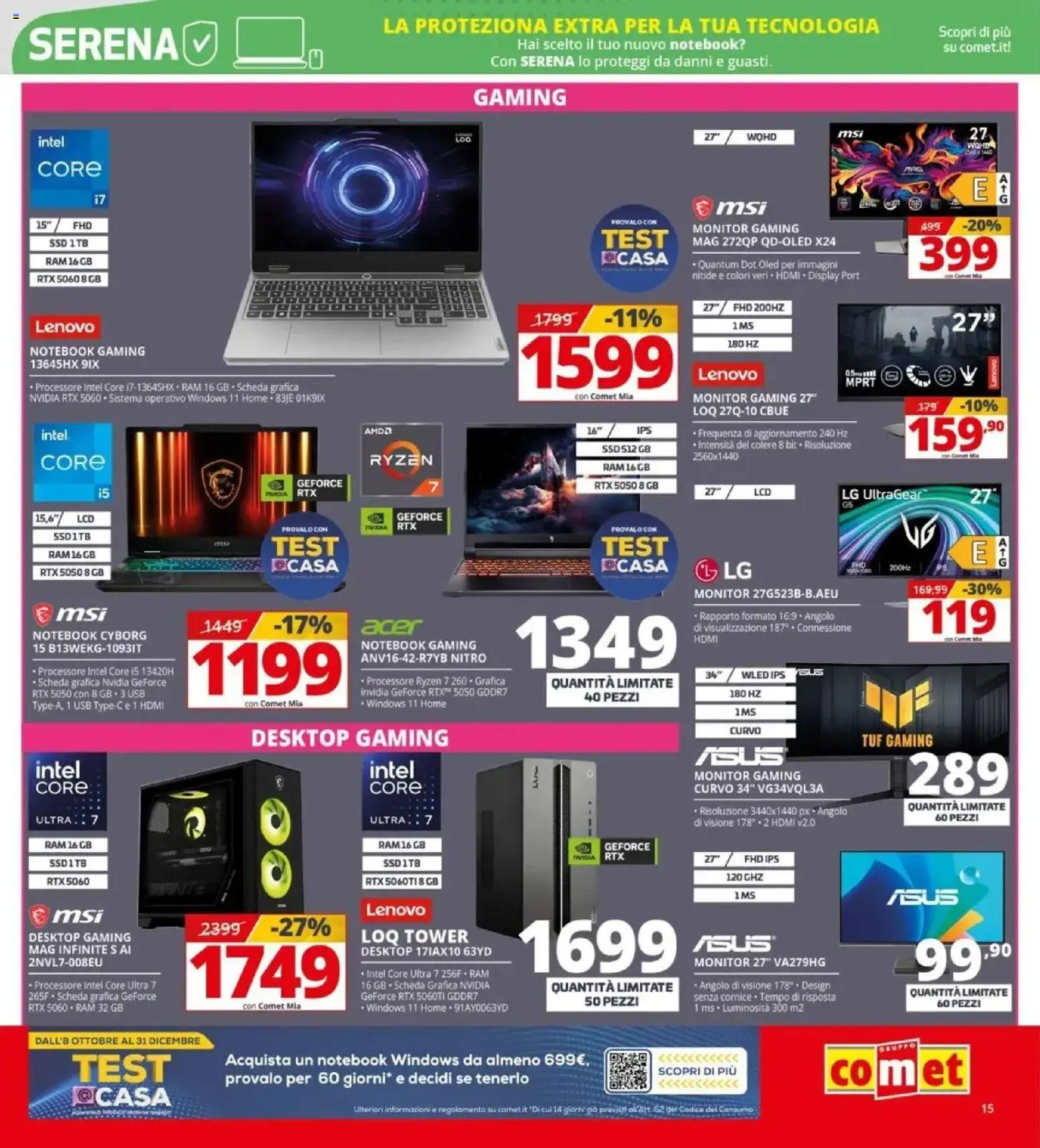 Volantino Comet del 08/10/2026 | Pagina: 15 | Prodotti: Monitor, Notebook, USB