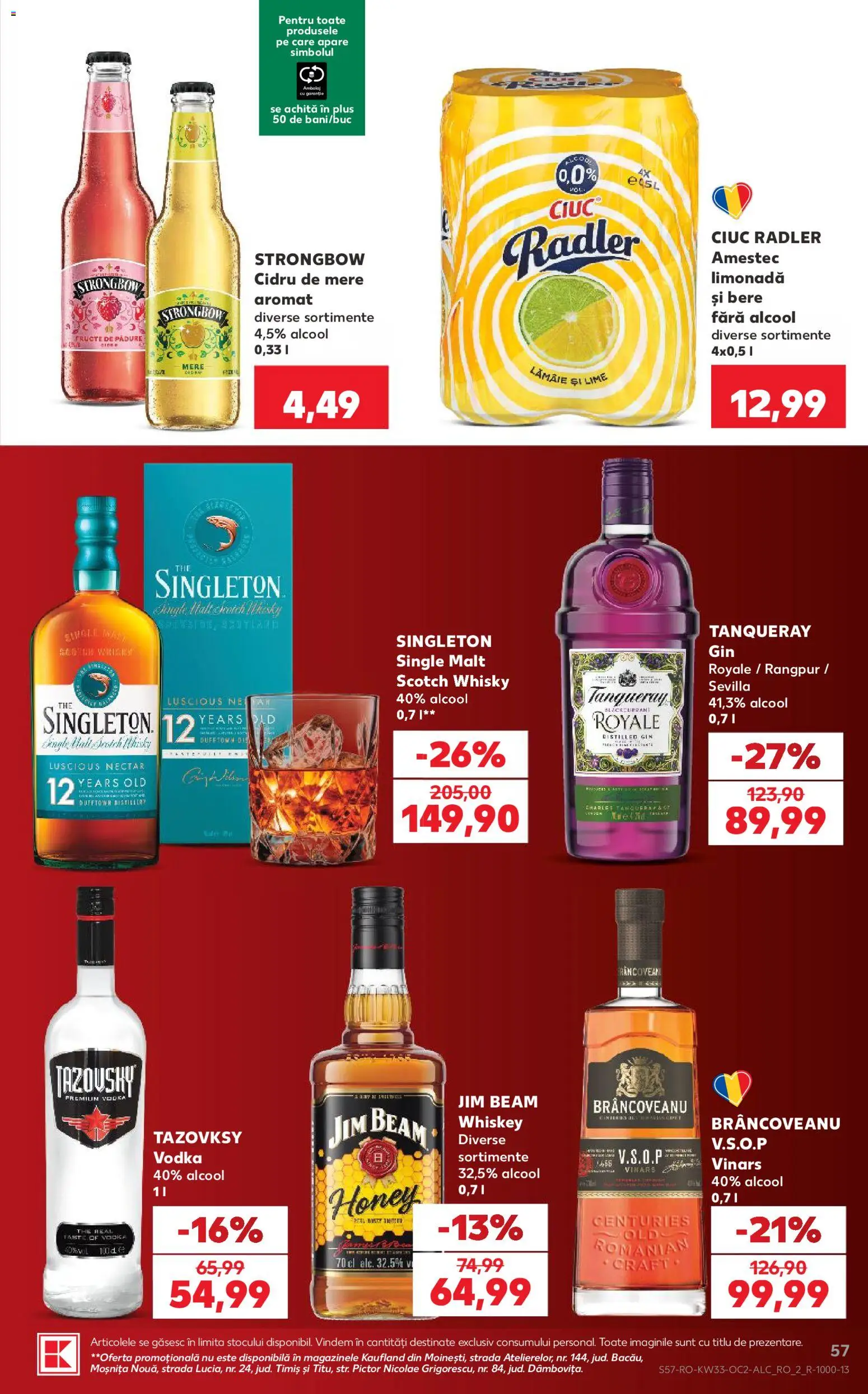 Noul catalog Kaufland – valabil de la 12.08.2026 | Pagină: 57 | Produse: Premium, Bere, Whiskey, Plus