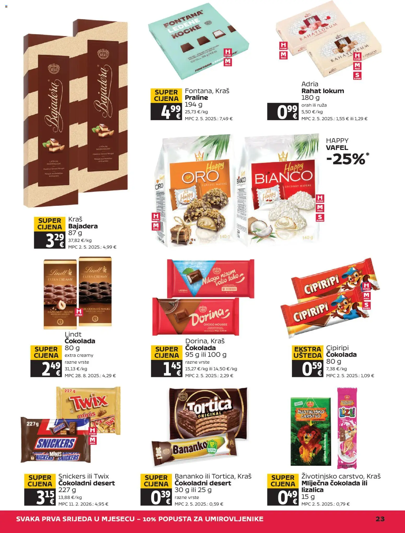 Tommy katalog | vrijedi od 28.05.2026 | Stranica: 23 | Proizvodi: Dorina, Snickers, Čokolada, Orah