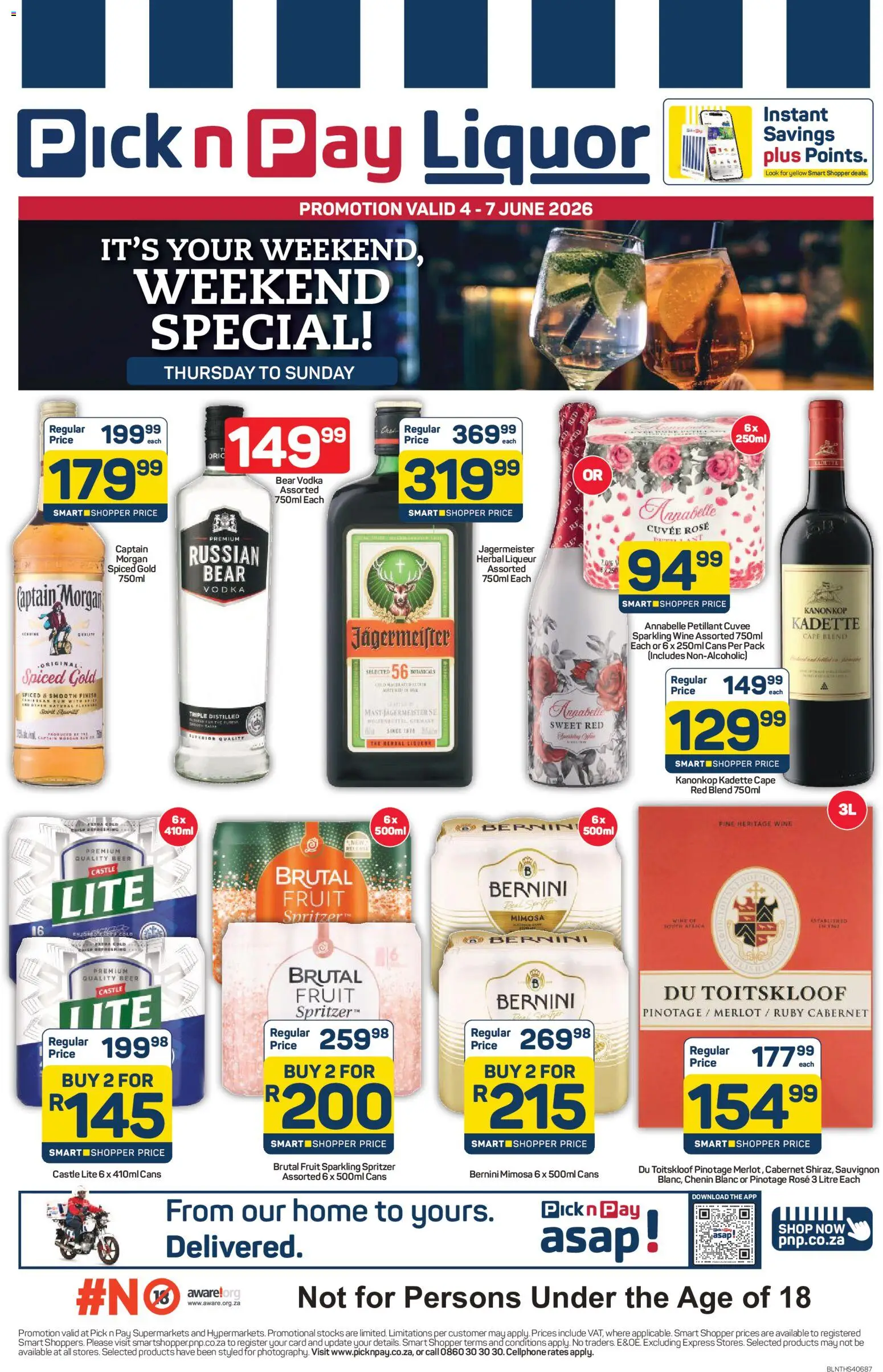 New Pick n Pay catalogue – valid from 04.06.2026 | Page: 1 | Products: Wine, Beer, Vodka, Fruit