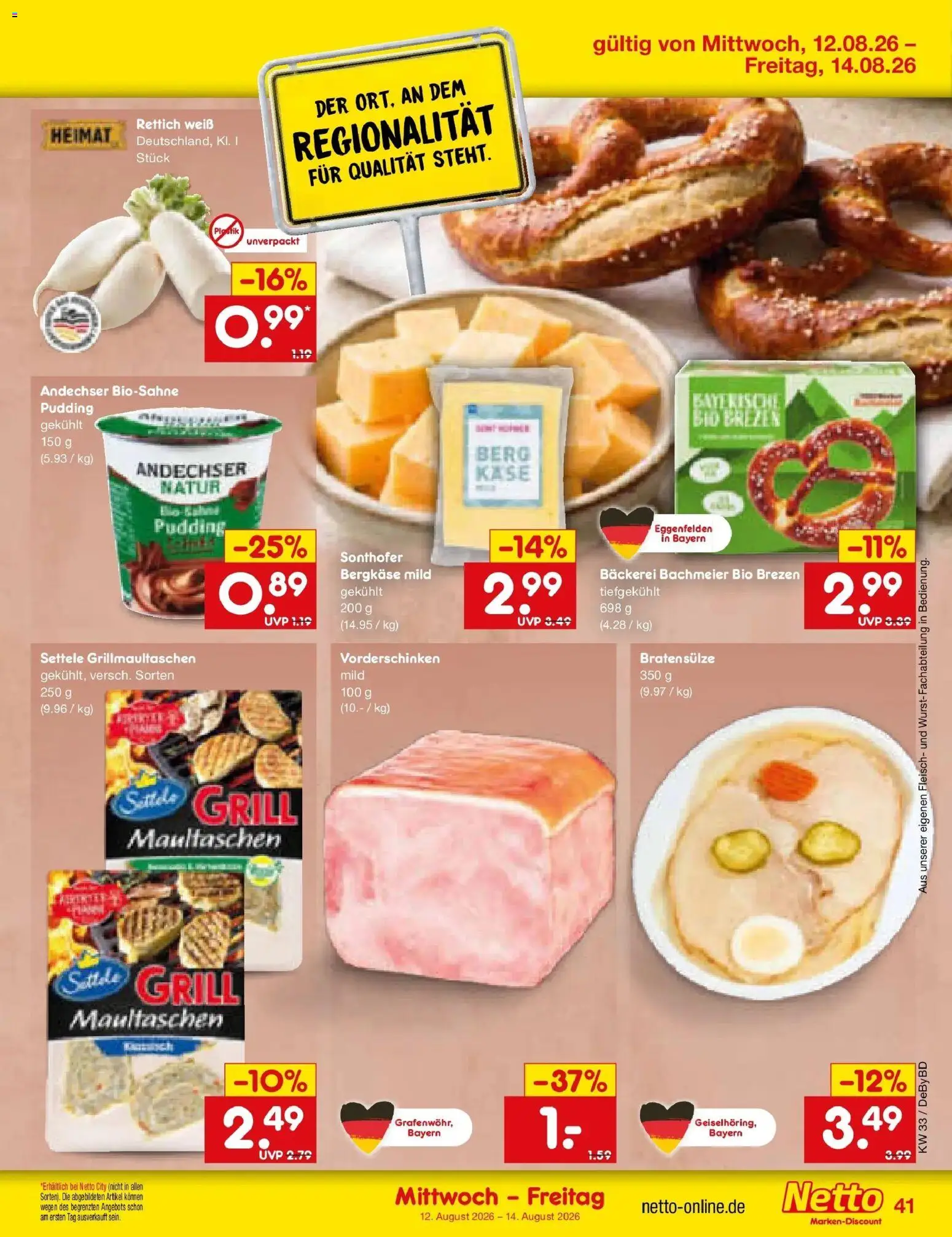 Netto Marken-Discount Prospekt Buttenwiesen – gültig ab 10.08.2026 | Seite: 57 | Produkte: Grill, Pudding, Maultaschen, Fleisch