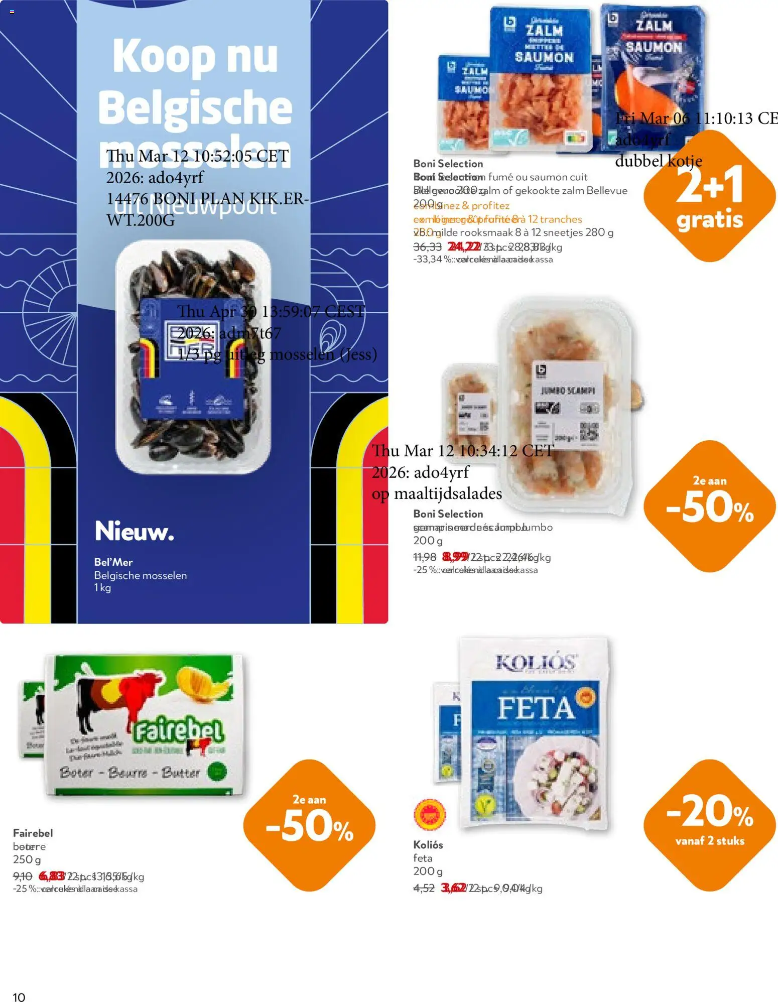{H1} | Pagina: 10 | Producten: Zalm, Scampi, Feta, Boter