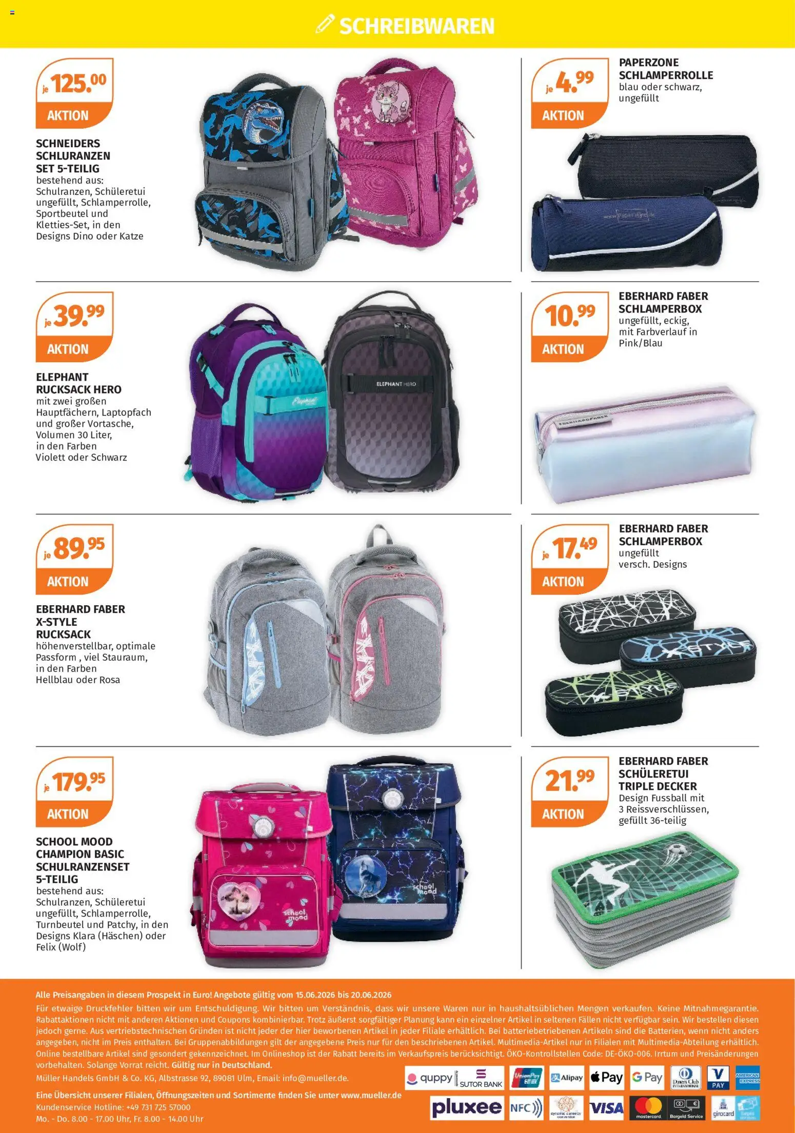 Müller Die Schule ruft – gültig ab 15.06.2026 | Seite: 14 | Produkte: Fußball, Rucksack, Uhr