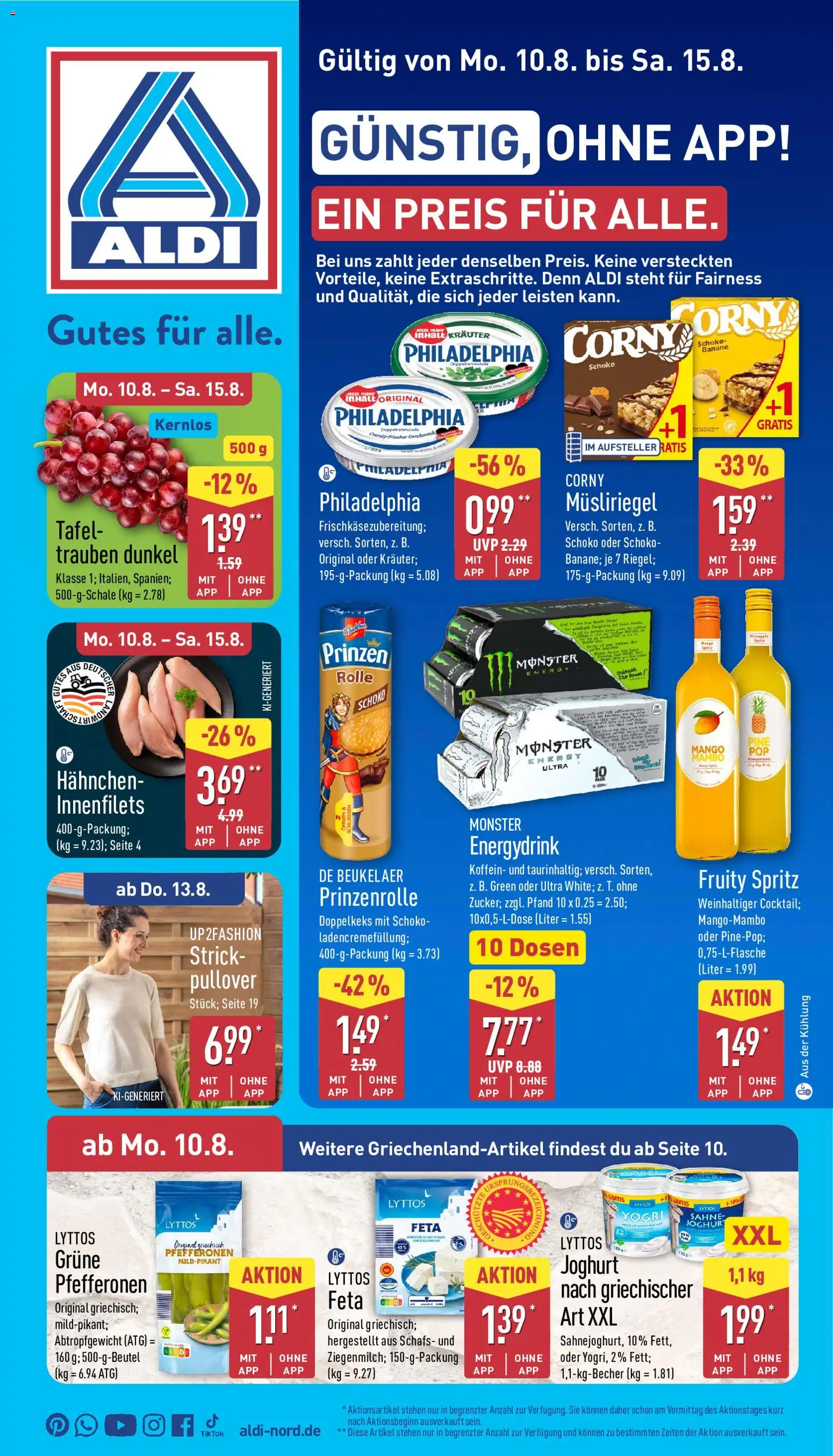 Aldi Prospekt – gültig ab 10.08.2026 | Seite: 1 | Produkte: Energy, Joghurt, Mango, Chili