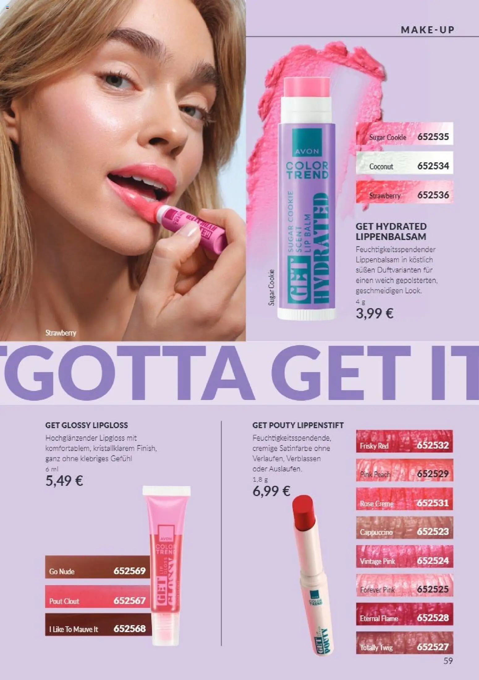 AVON Katalog Oktober 2026 – gültig ab 01.10.2026 | Seite: 59 | Produkte: Lippenstift, Lipgloss, Creme, Lippenbalsam