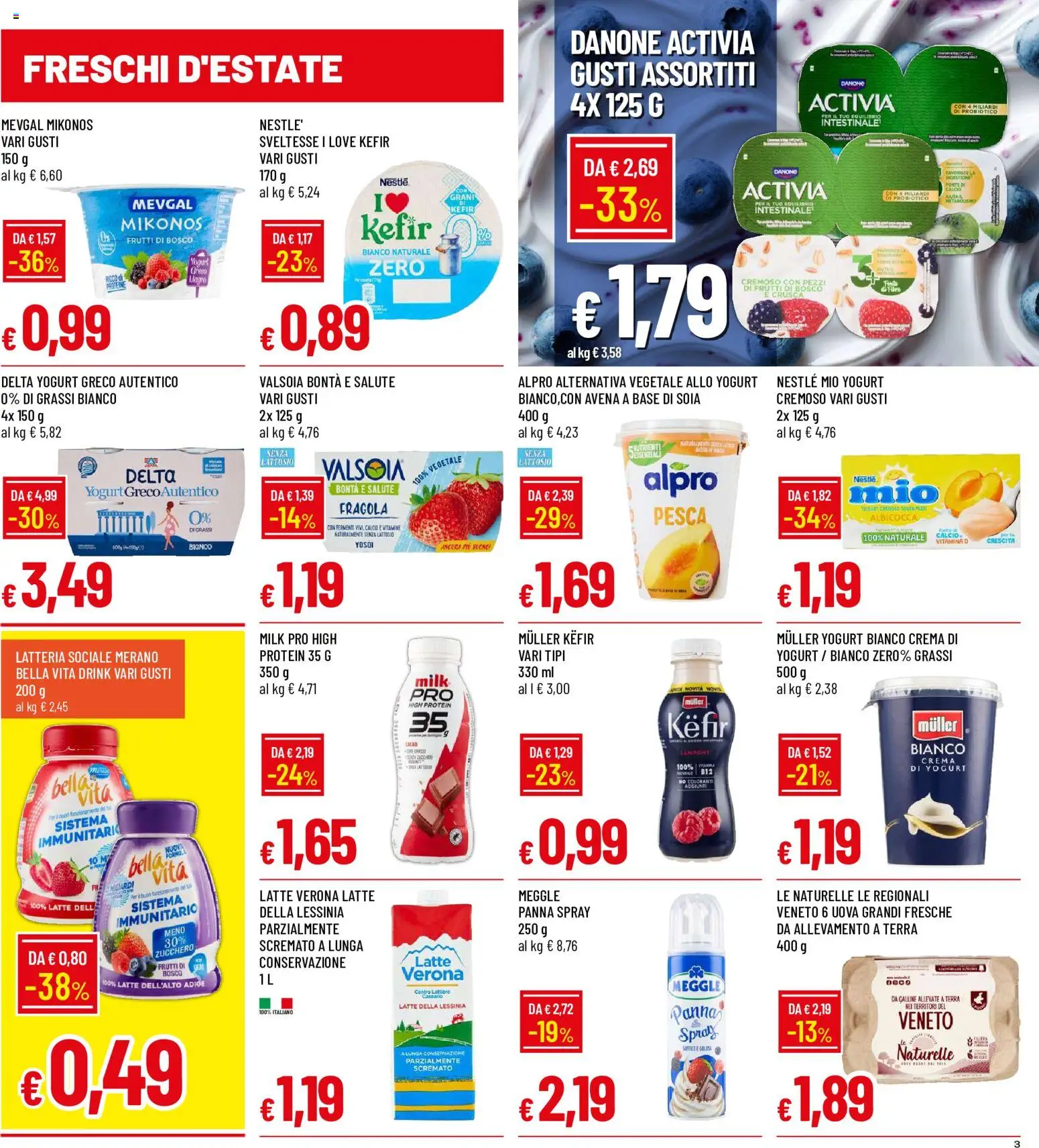 Volantino Galassia del 06/08/2026 | Pagina: 3 | Prodotti: Frutti di bosco, Yogurt greco, Uova, Senza lattosio