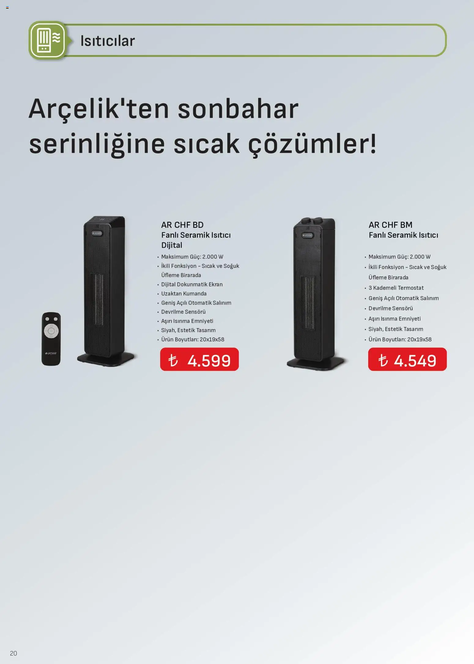 Arçelik - İklimlendirme Kataloğu - 16.05.2026 tarihinden itibaren geçerlidir | Sayfa: 20