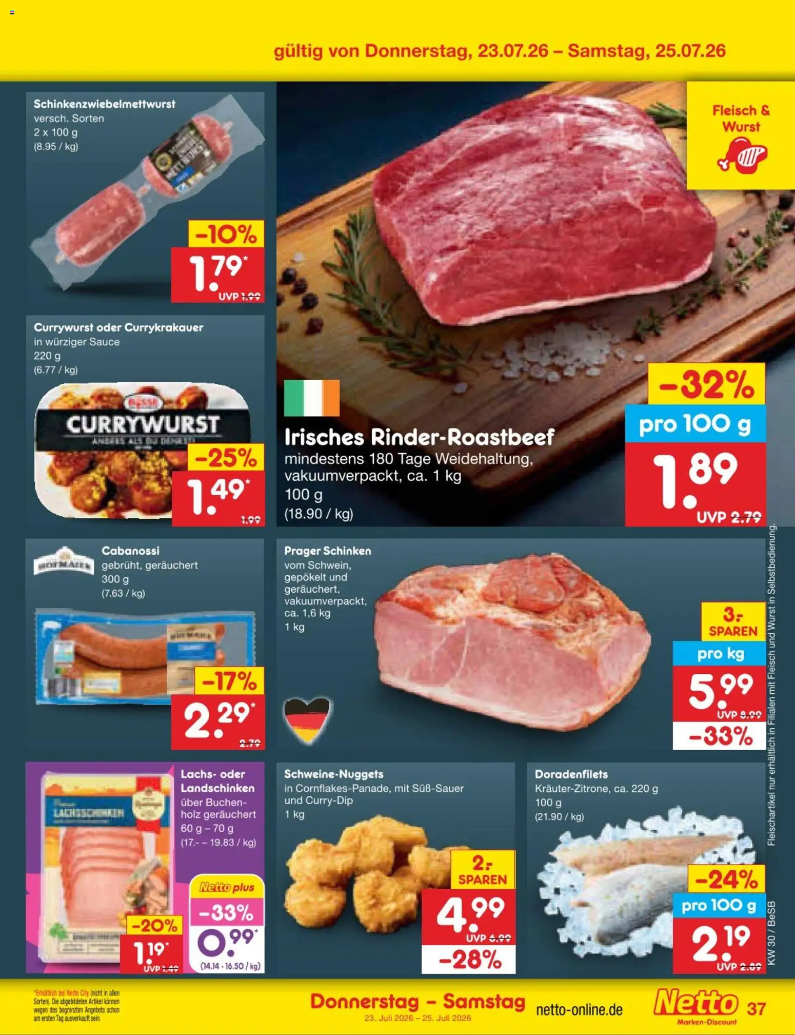 Netto Marken-Discount Prospekt – gültig ab 20.07.2026 | Seite: 61 | Produkte: Lachs, Wurst, Schinken, Fleisch