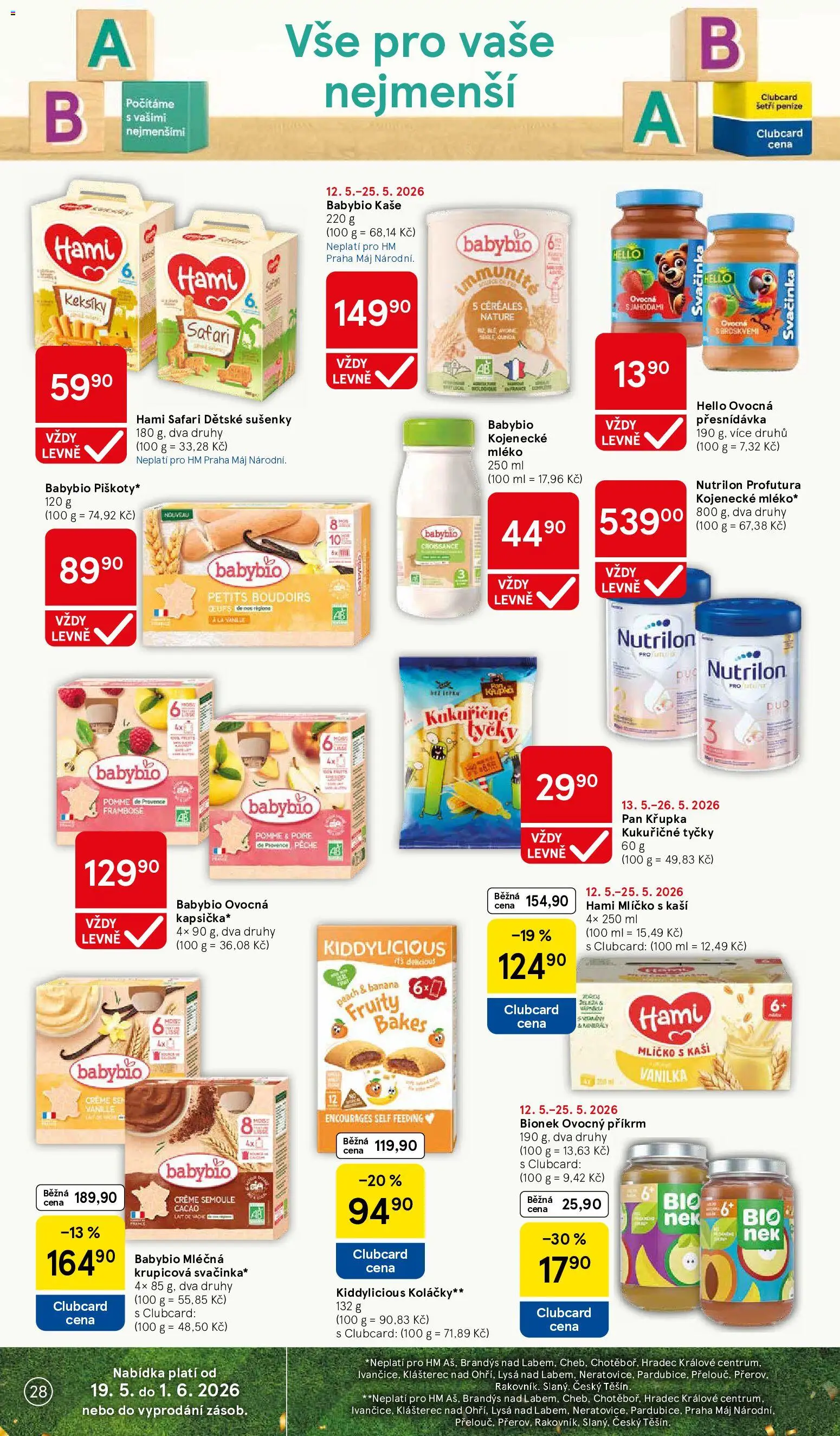 Tesco leták - Hypermarket od 20.05.2026 | Strana: 28 | Produkty: Přesnídávka Hello, Mléko, Kojenecké mléko, Sušenky