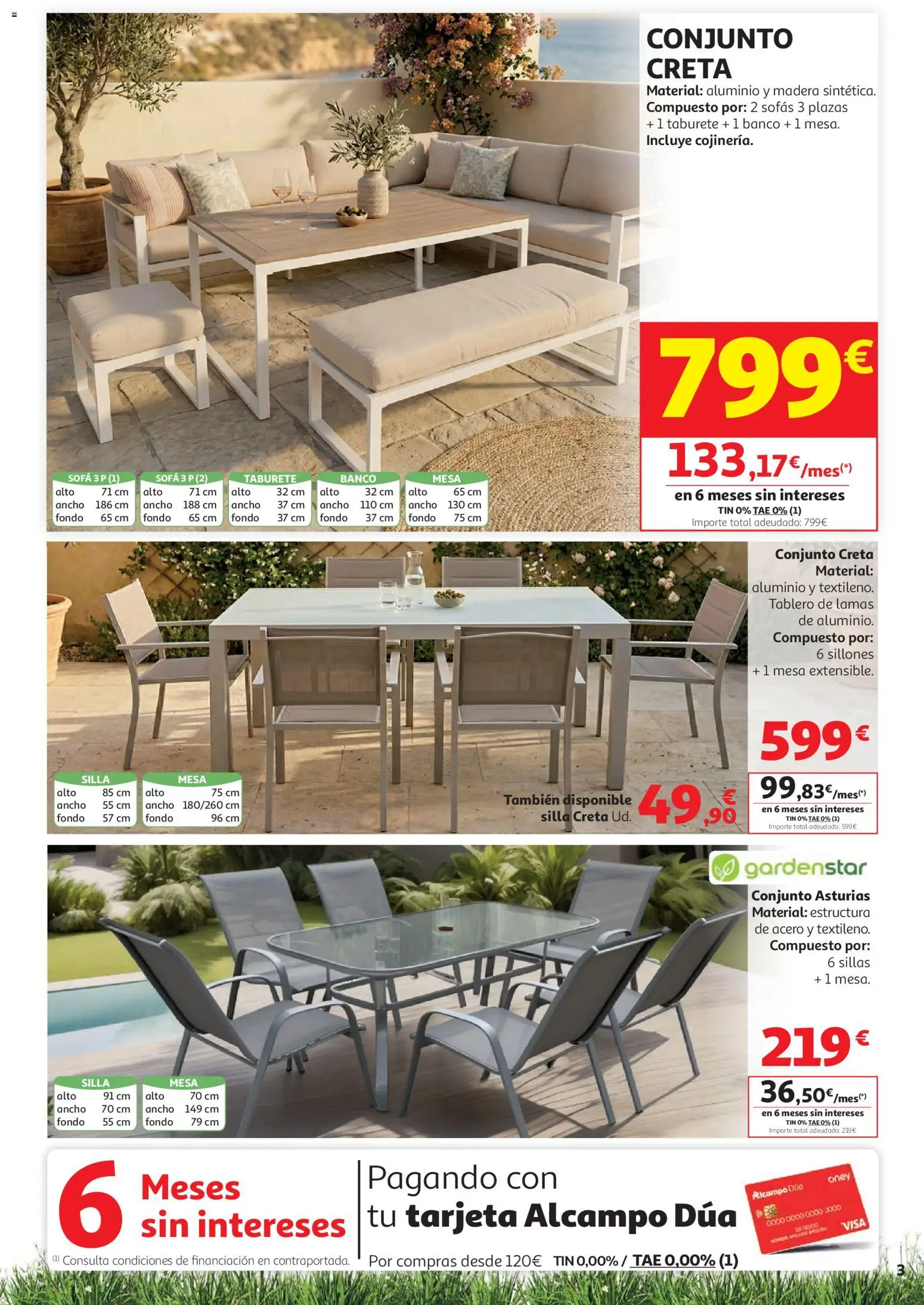 Alcampo Aire Libre │ válido desde el 05.05.2026 | Página: 3 | Productos: Taburete, Sofá, Mesa, Silla