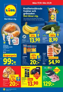 Lidl erbjudanden - Förhandsvisning av reklamblad från butik Lidl aktuell från 17/08/2026 | Sida: 1 | Produkter: Bananer, Pasta, Kyckling, Gurka