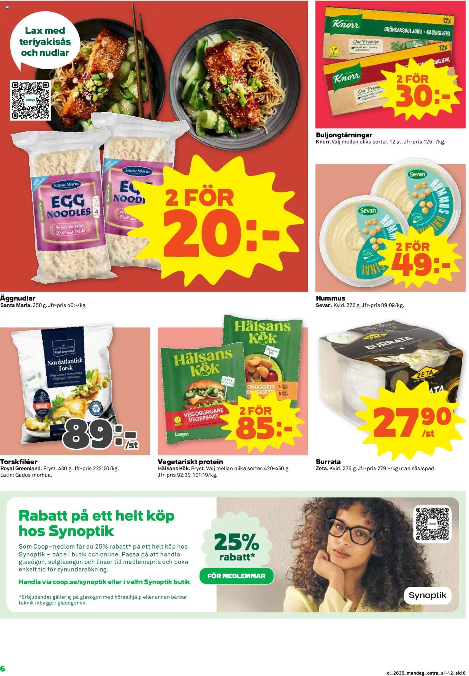 Coop reklamblad aktuell från 24/08/2026 | Sida: 6 | Produkter: Burrata, Galler, Glasögon, Protein